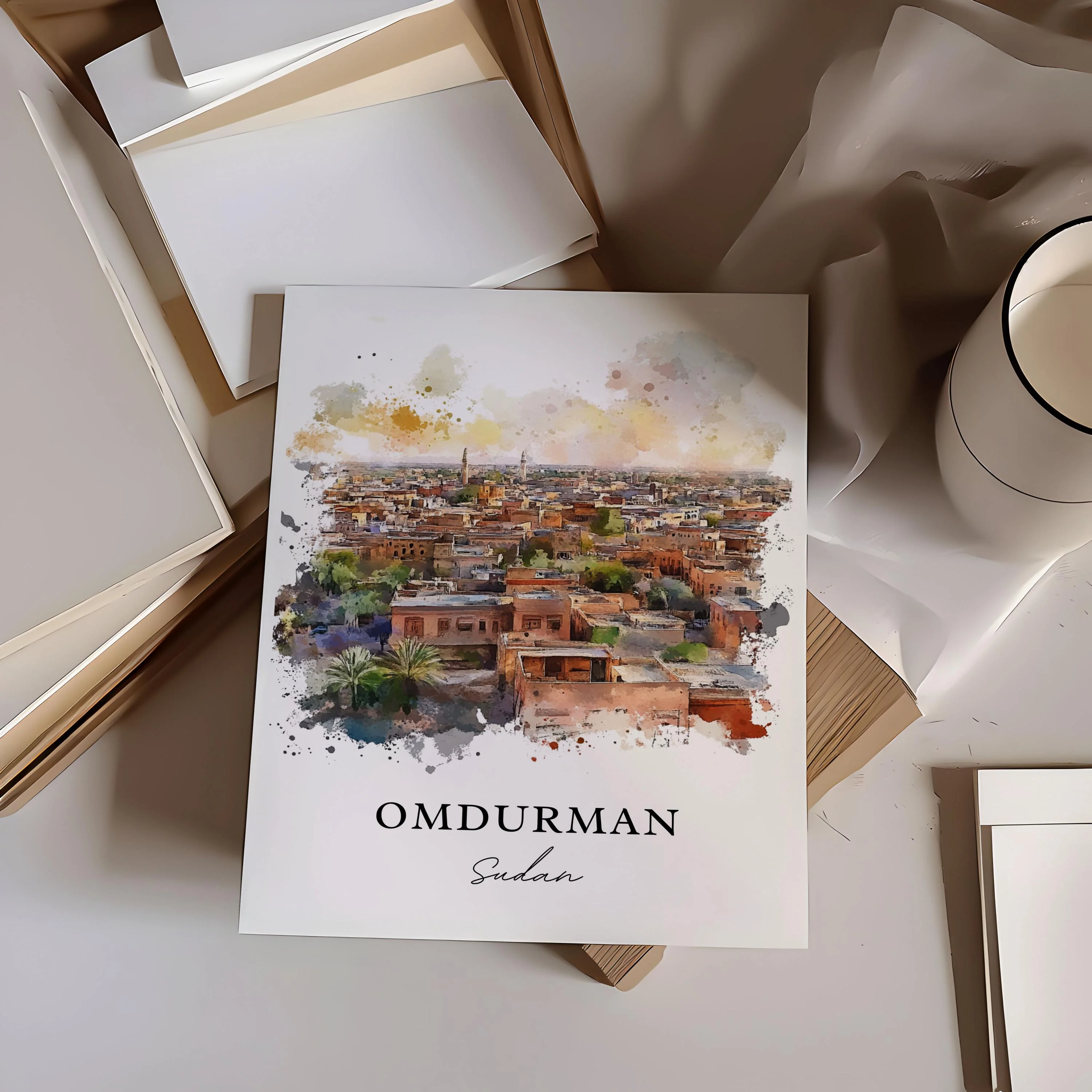 Omdurman, Sudan – Watercolor Art Print - Image 4