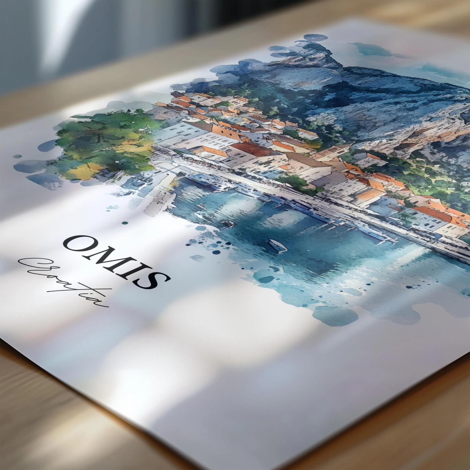 Omis, Croatia – Watercolor Art Print - Image 2