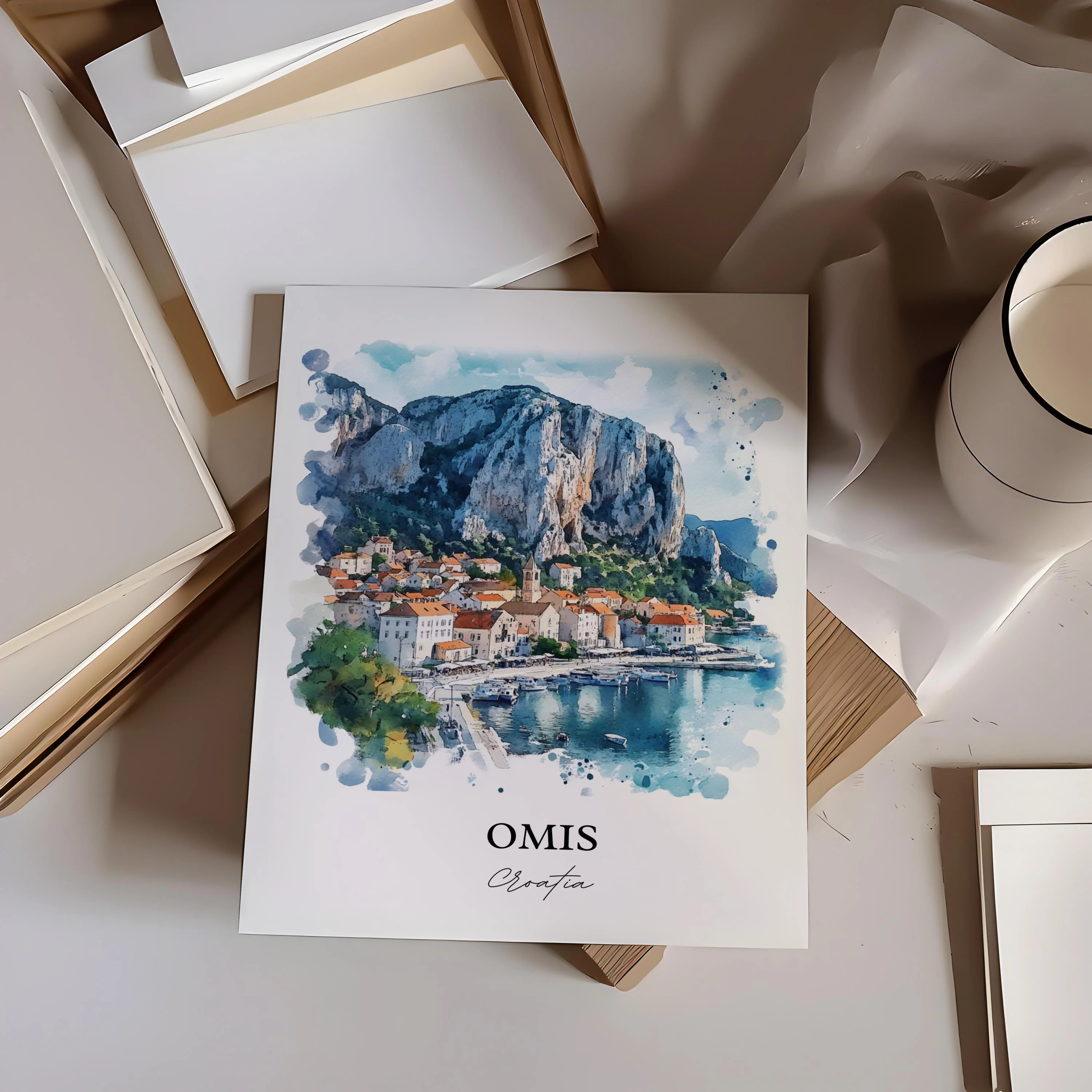 Omis, Croatia – Watercolor Art Print - Image 5