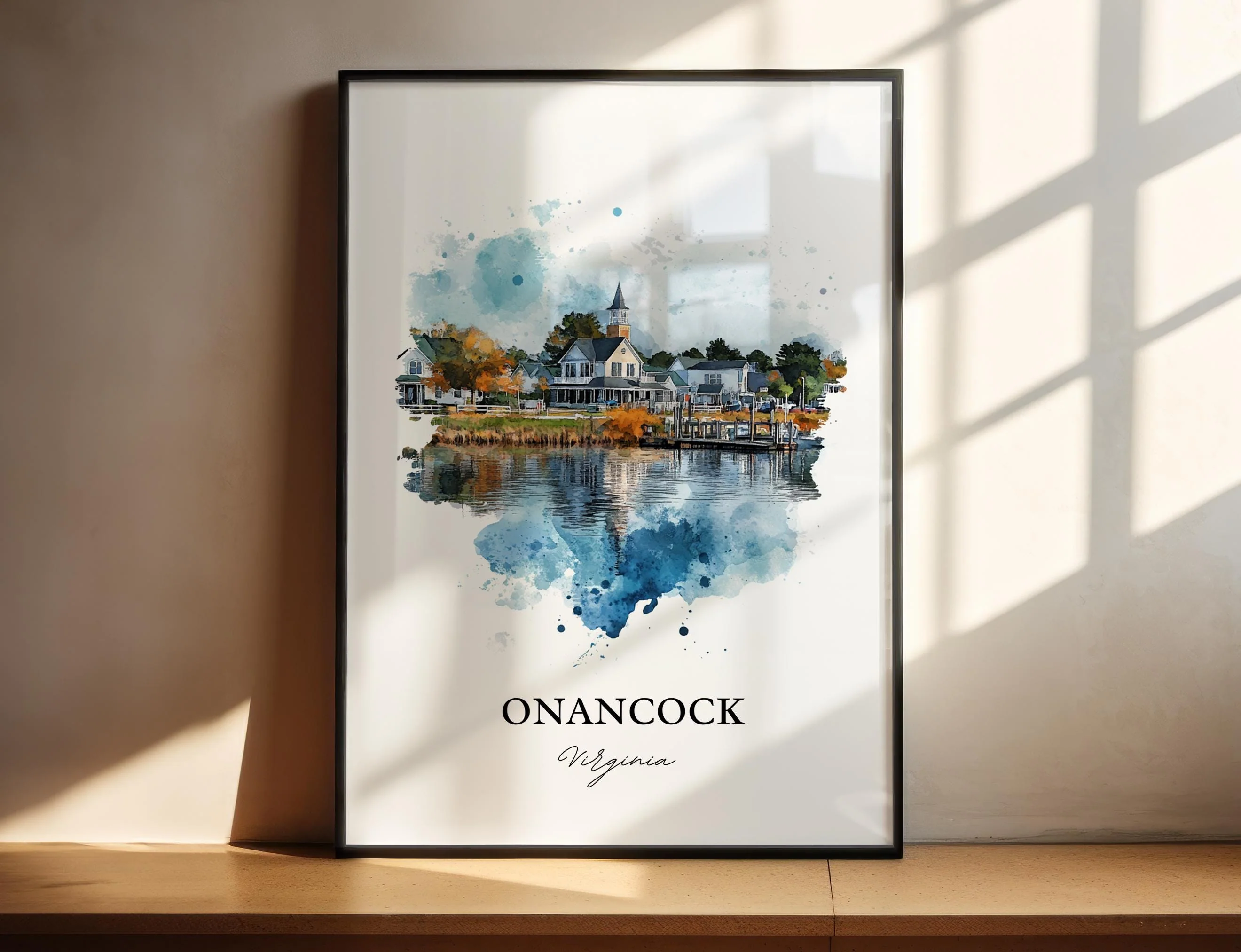 Onancock, VA, USA – Watercolor Art Print