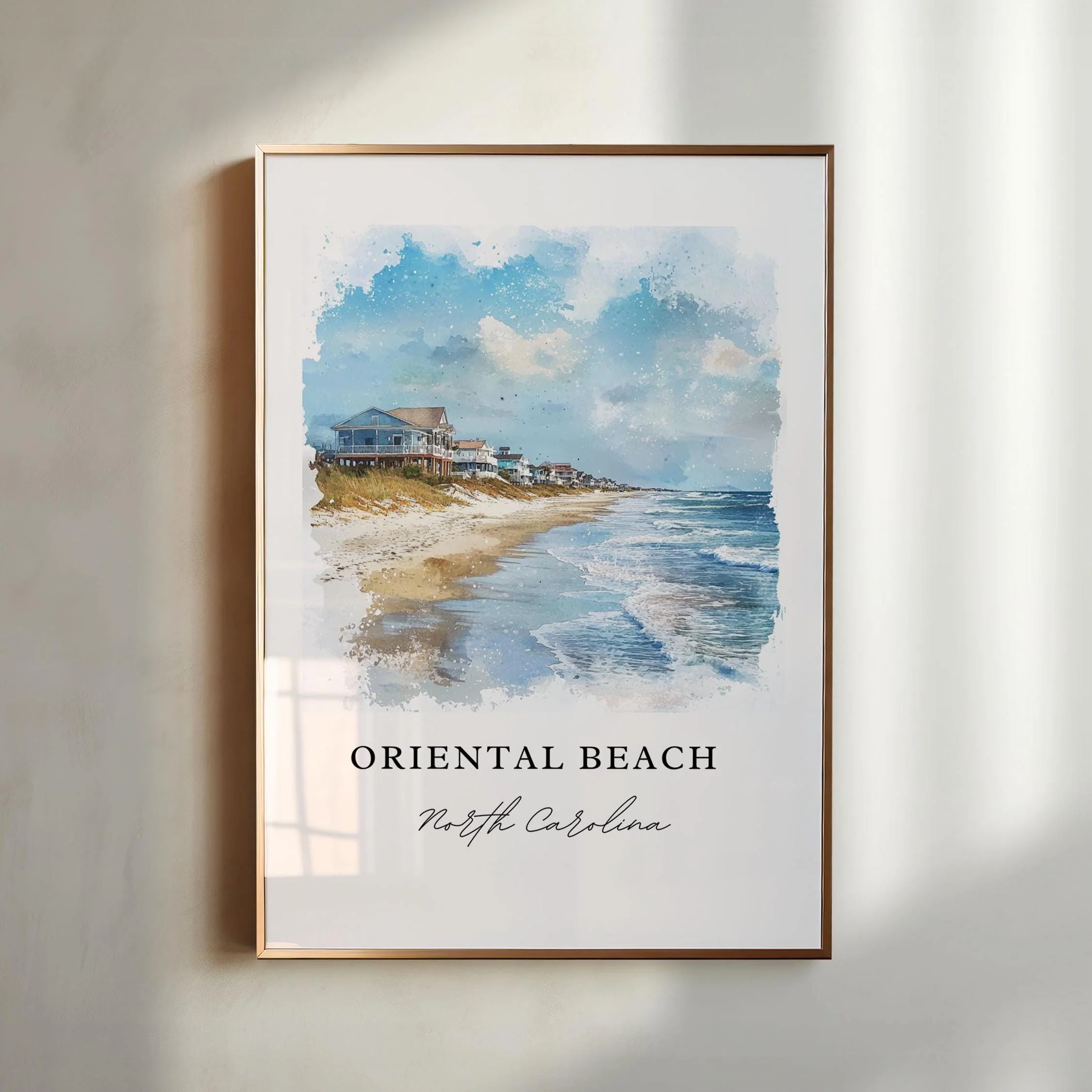 Oriental Beach, NC, USA – Watercolor Art Print