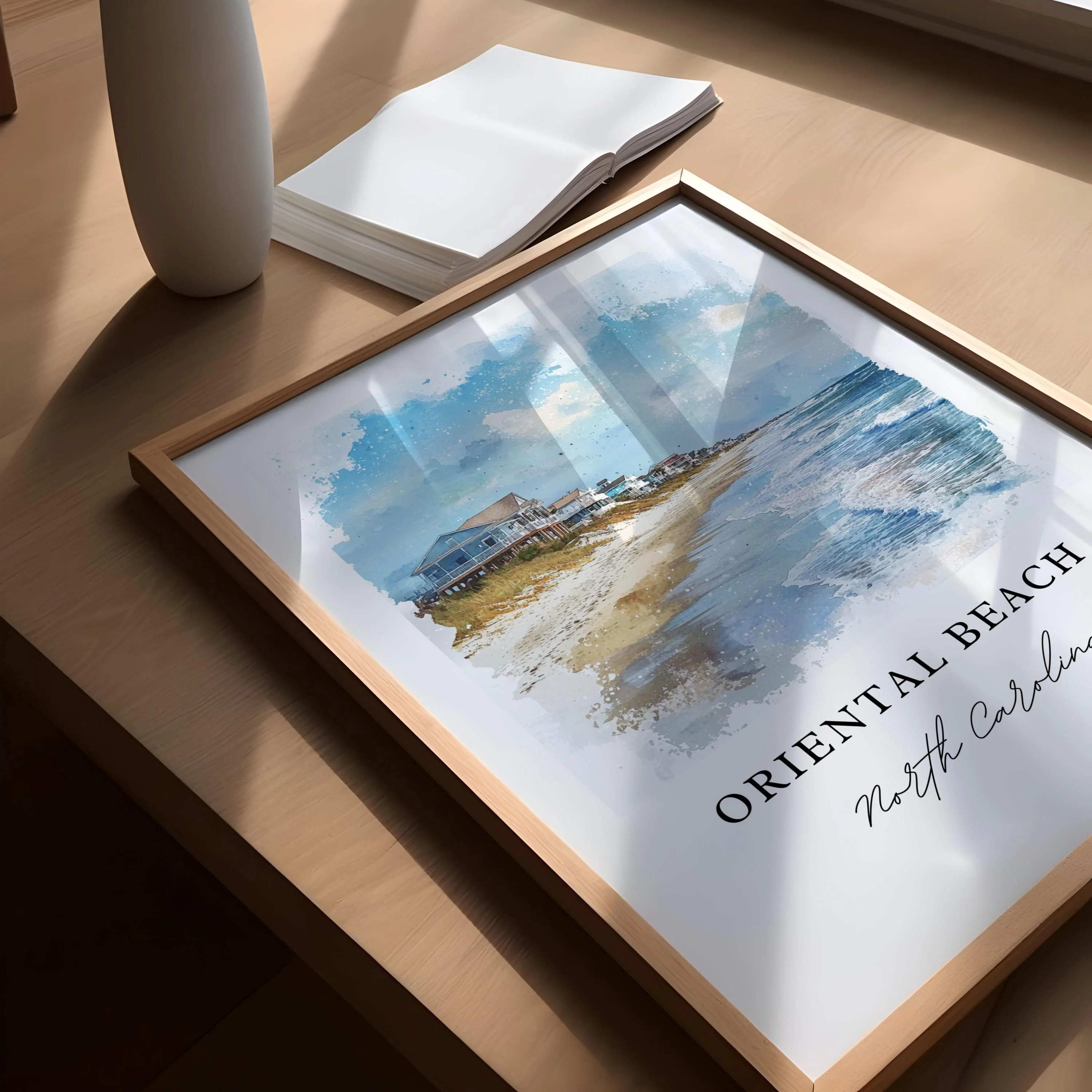 Oriental Beach, NC, USA – Watercolor Art Print - Image 3
