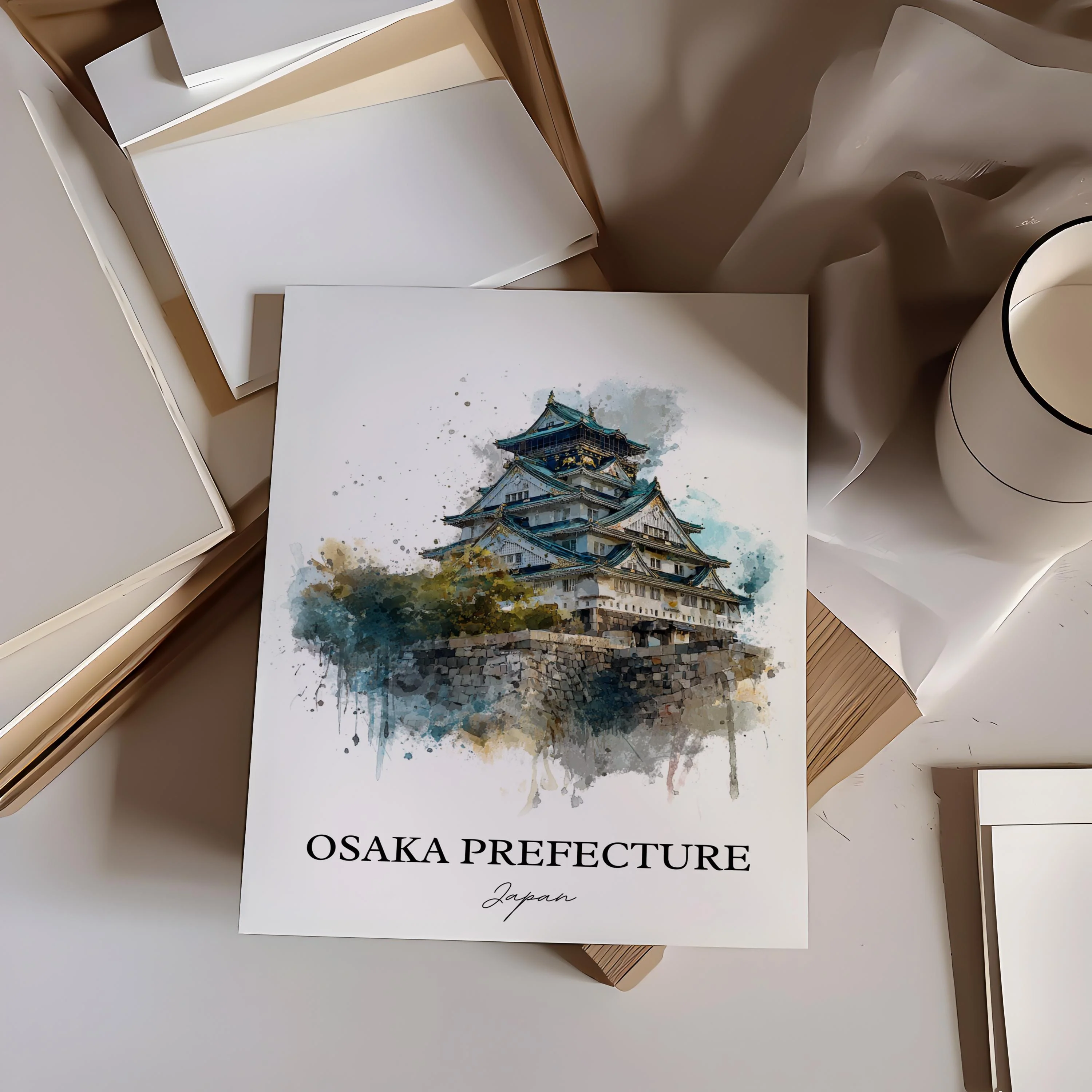 Osaka, Japan – Watercolor Art Print - Image 4