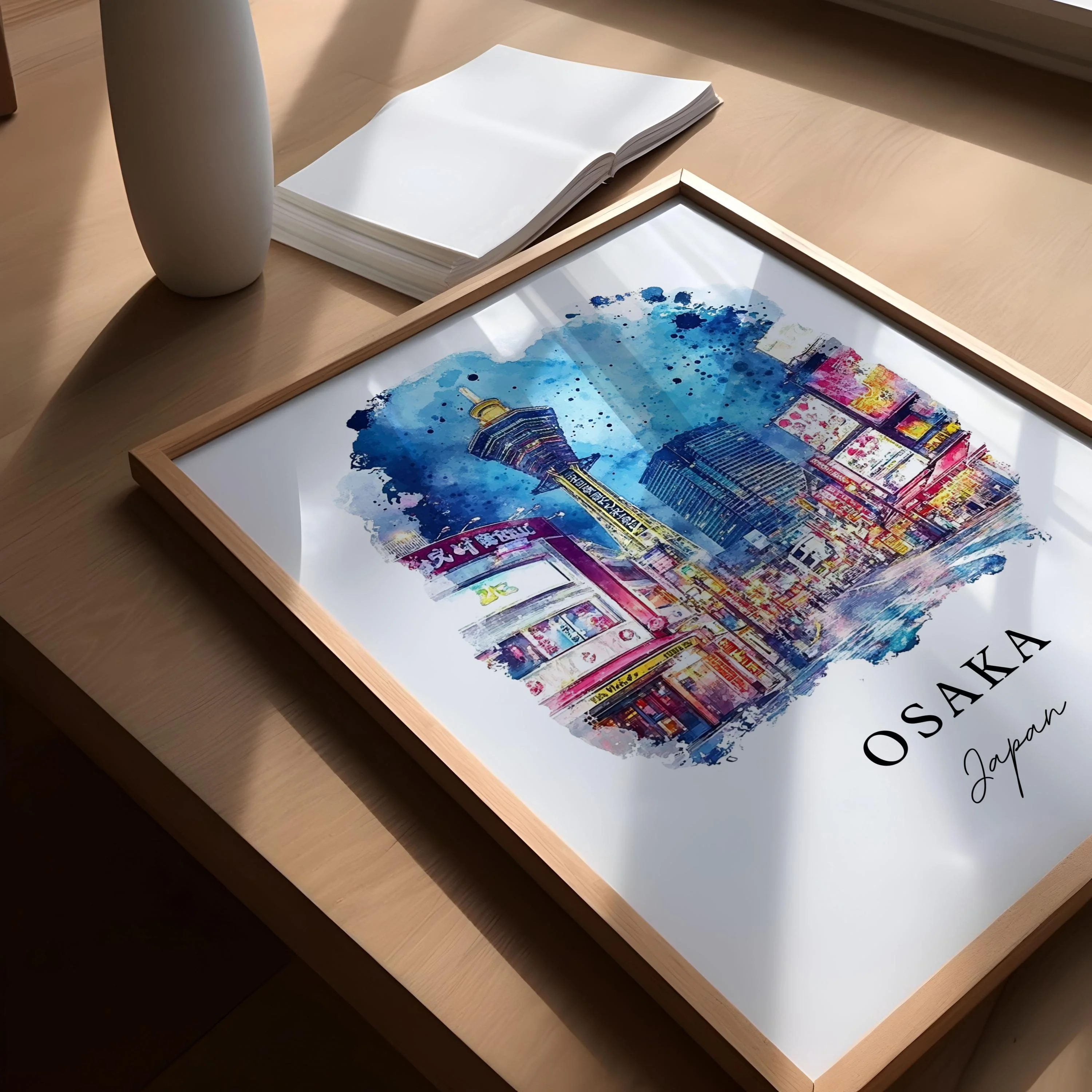 Osaka, Japan – Watercolor Art Print - Image 3