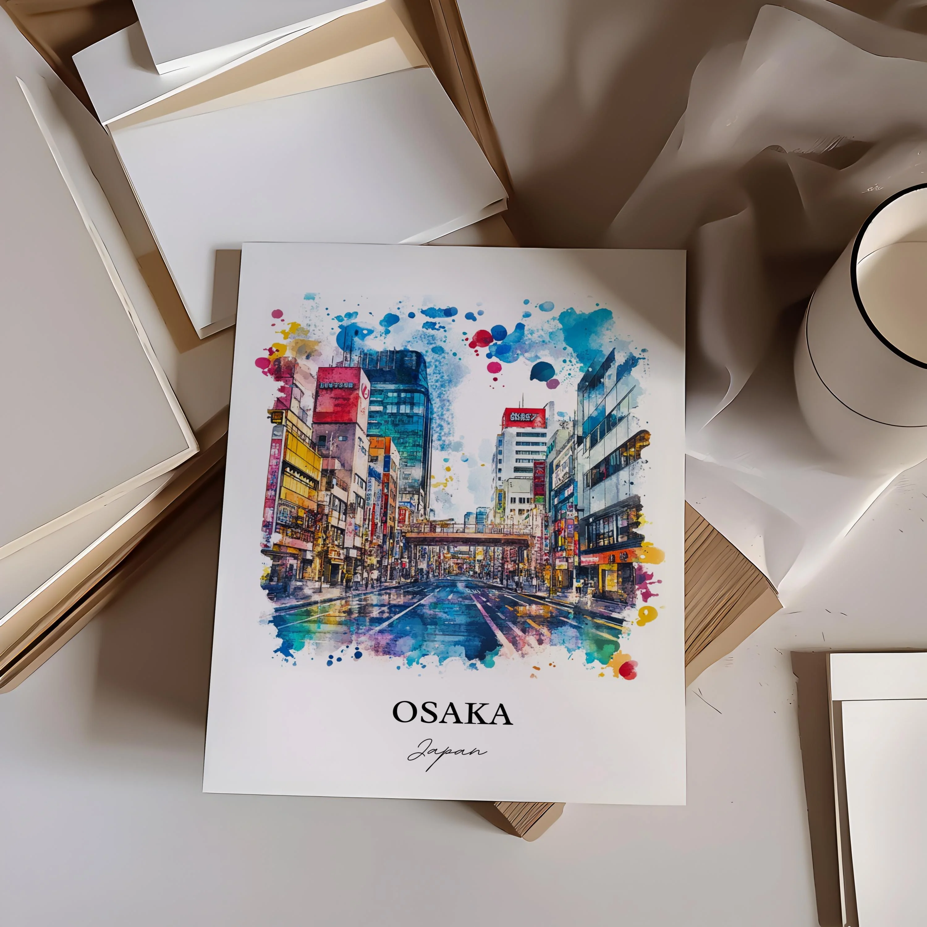 Osaka, Japan – Watercolor Art Print - Image 3