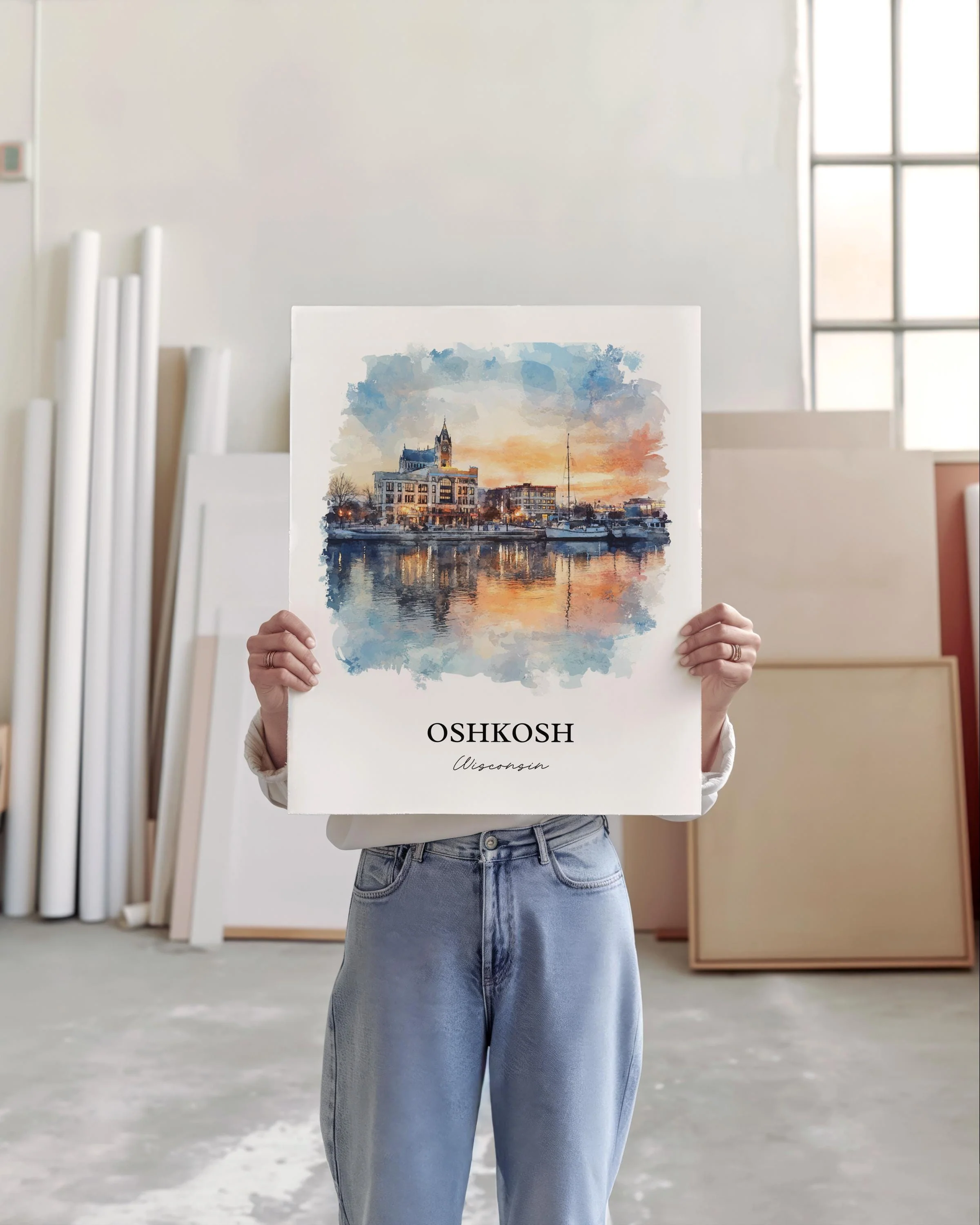 Oshkosh, Wisconsin, USA – Watercolor Art Print - Image 6
