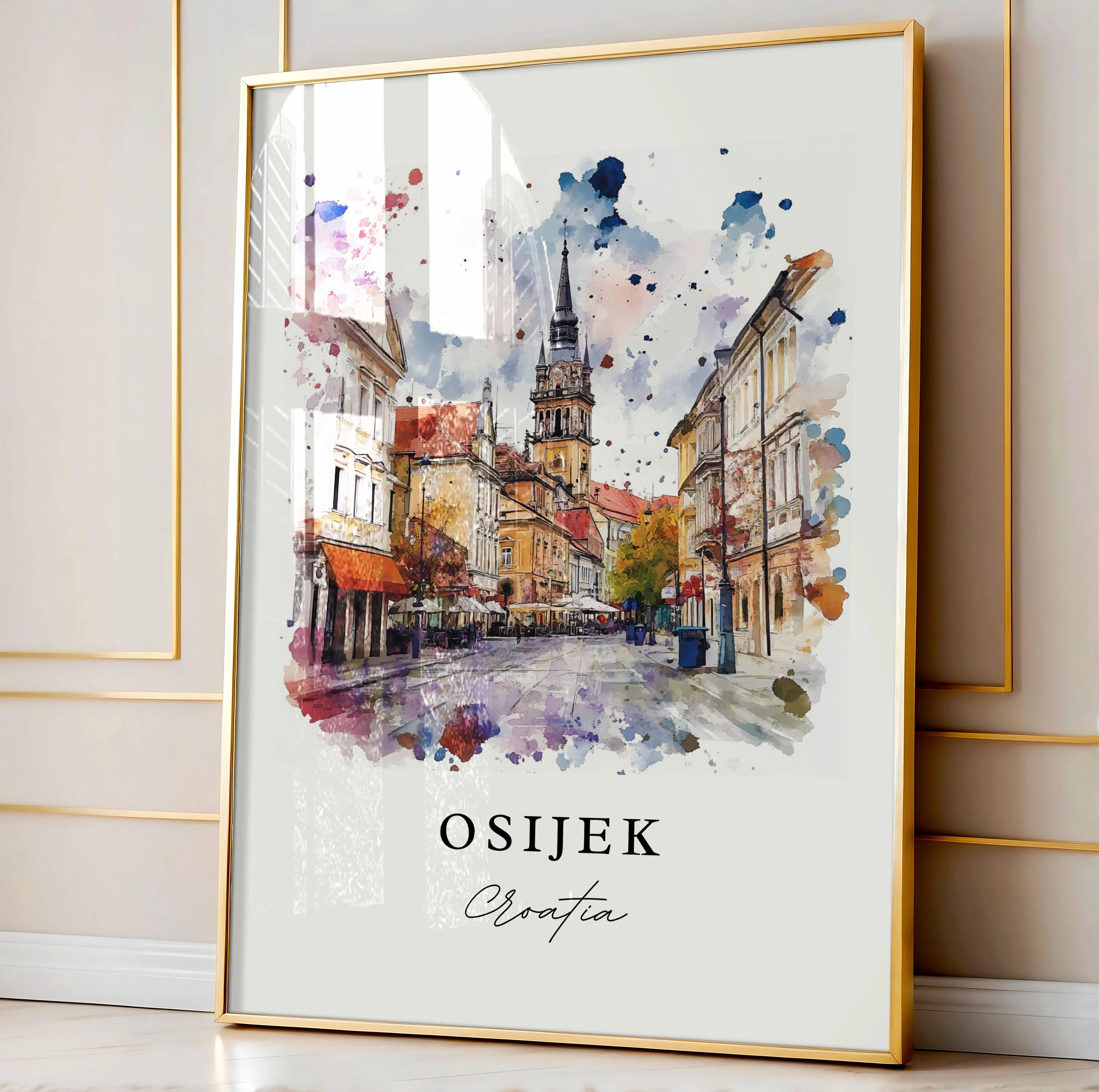 Osijek, Croatia – Watercolor Art Print - Image 4