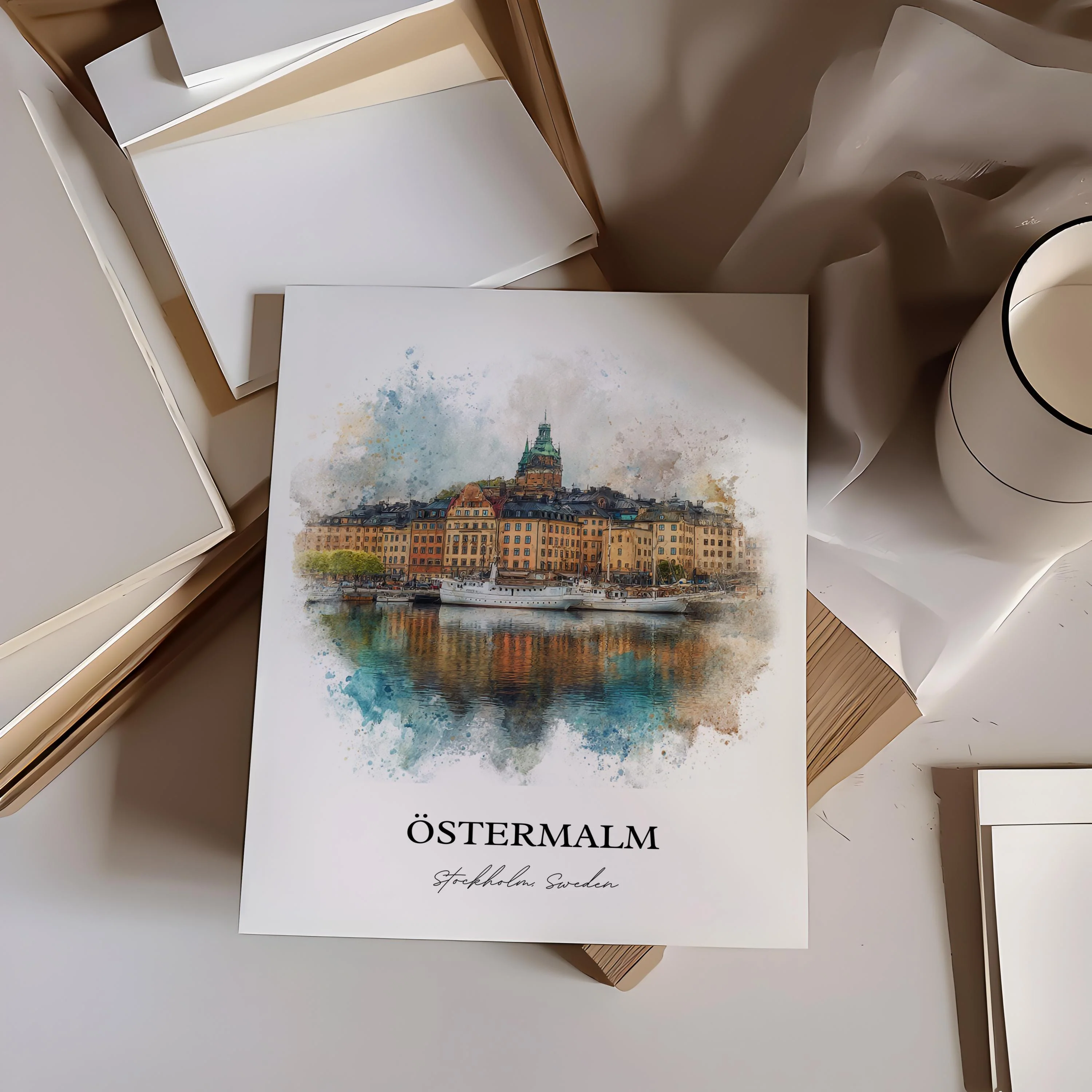 Östermalm, Stockholm – Watercolor Art Print - Image 3