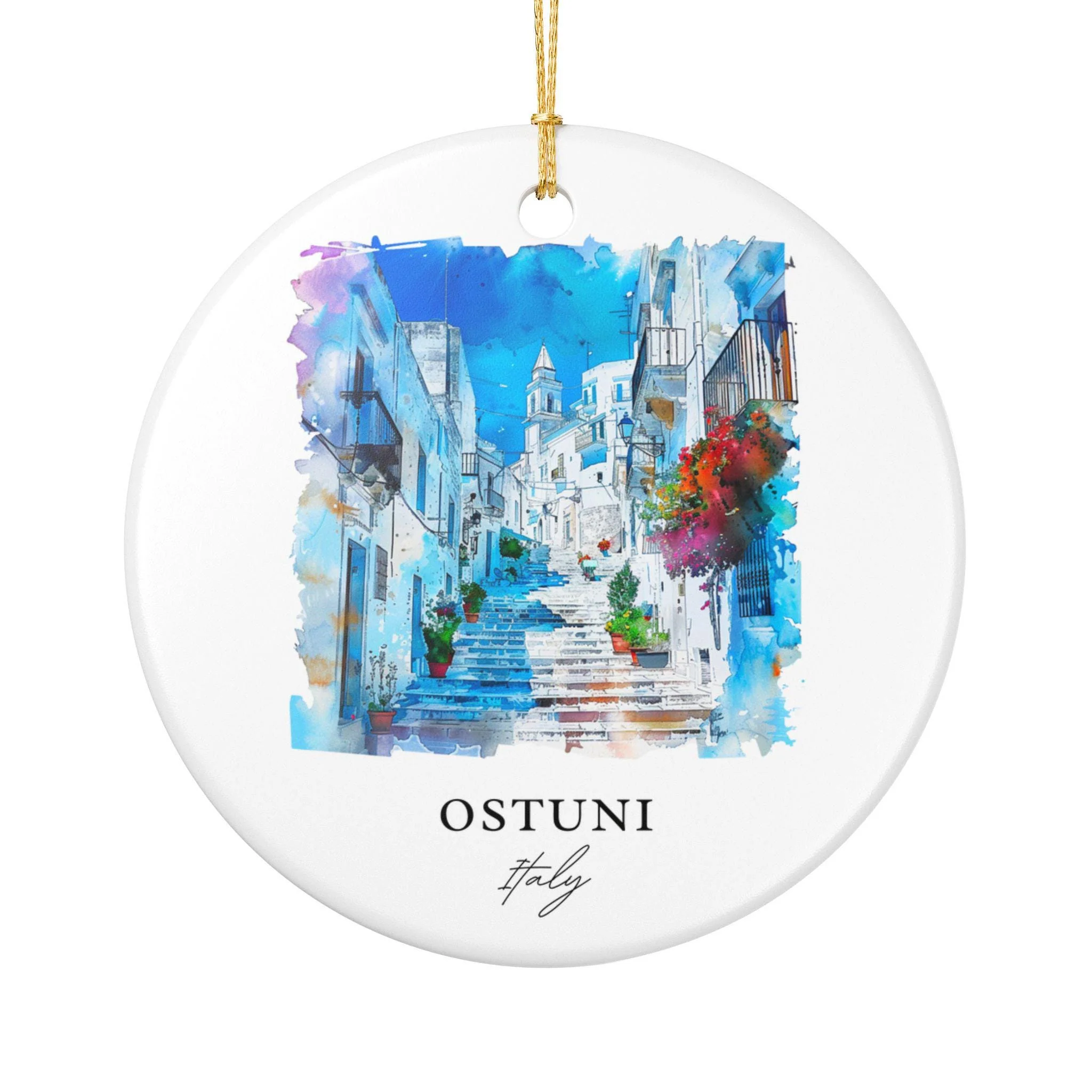 Ostuni Italy Ornament: Unique Ostuni Souvenir, Ostuni Xmas Decor, and Authentic Ostuni Italy Gift