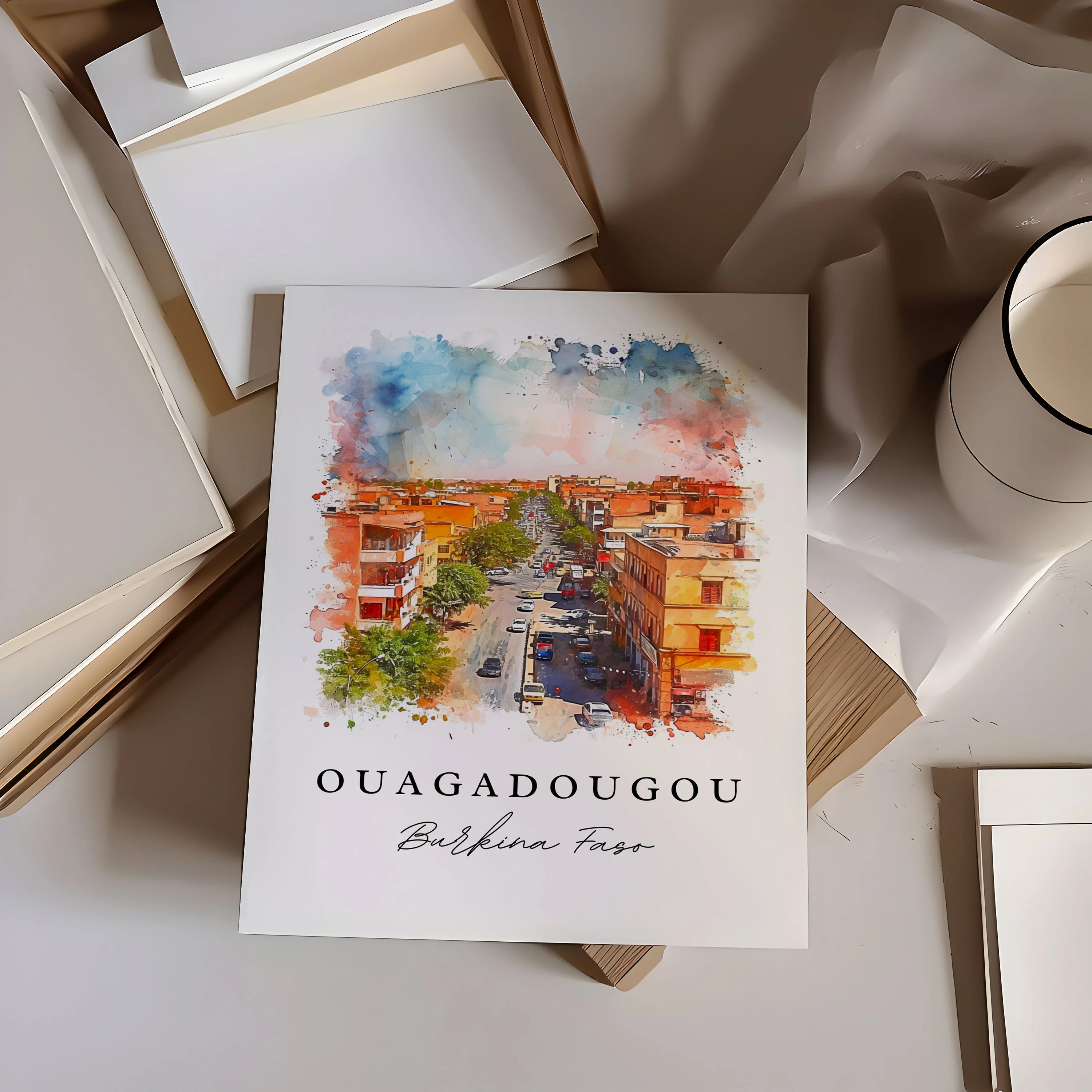 Ouagadougou, Burkina Faso – Watercolor Art Print - Image 2