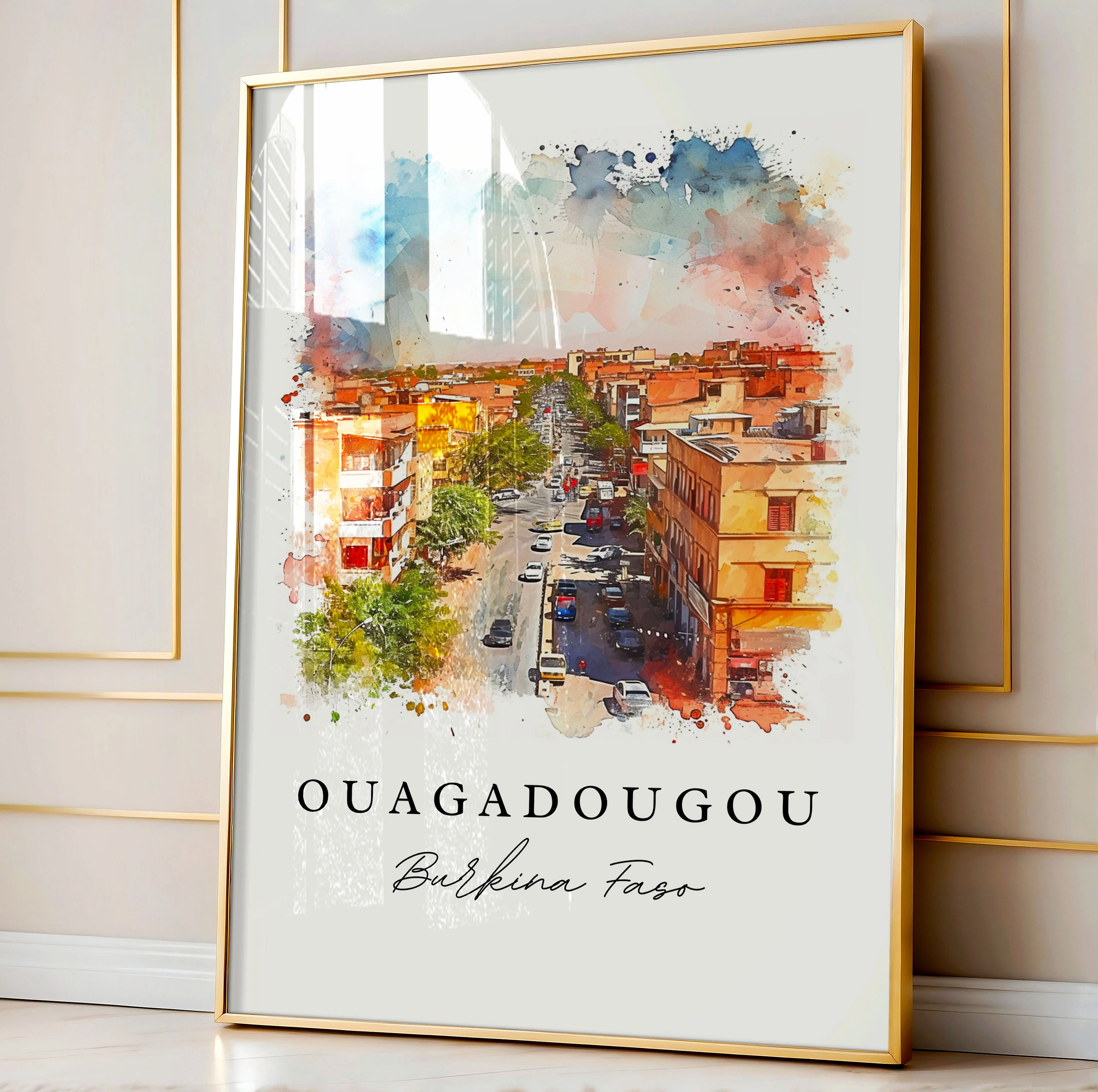 Ouagadougou, Burkina Faso – Watercolor Art Print - Image 4