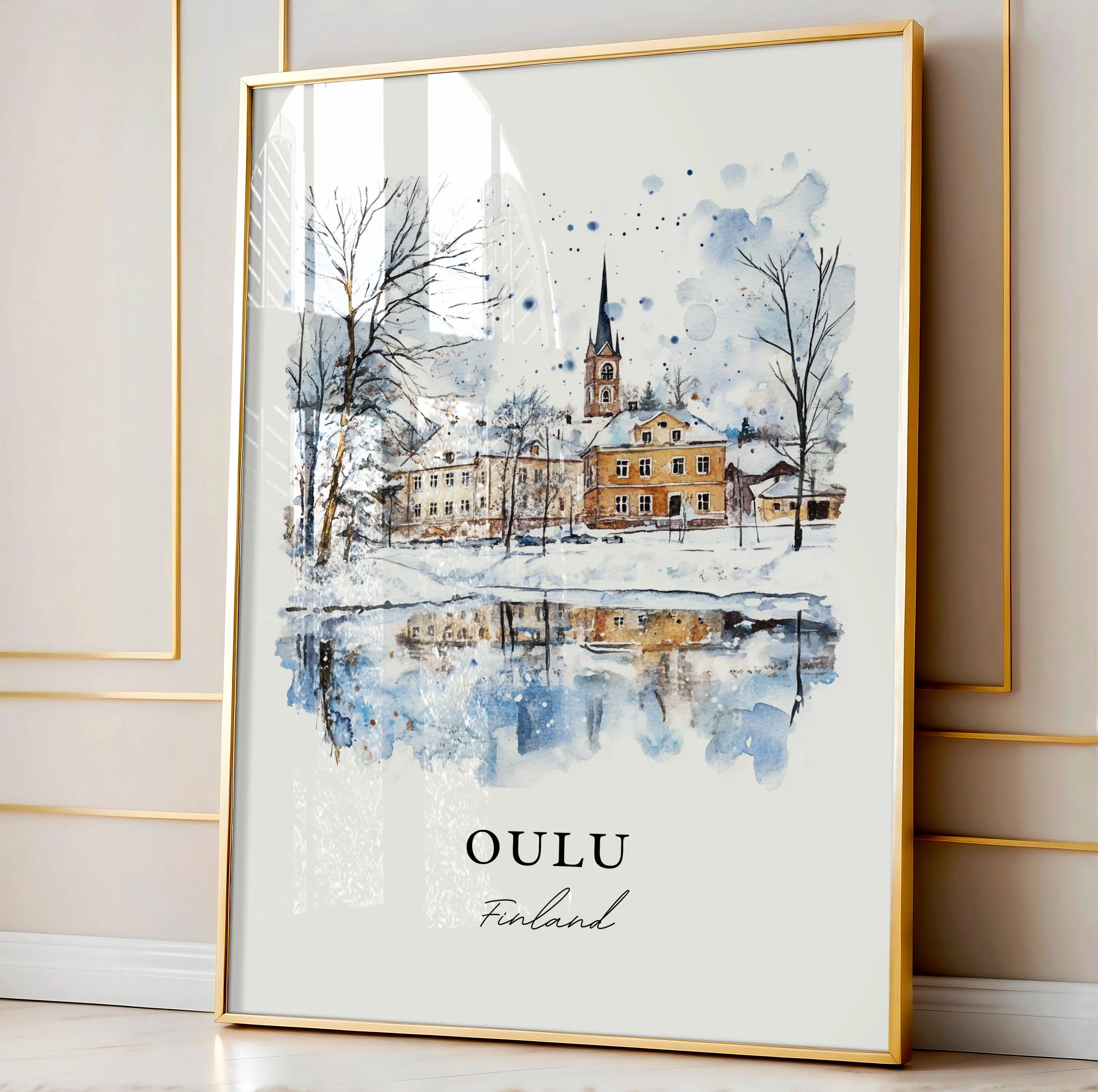Oulu, Finland – Watercolor Art Print - Image 4