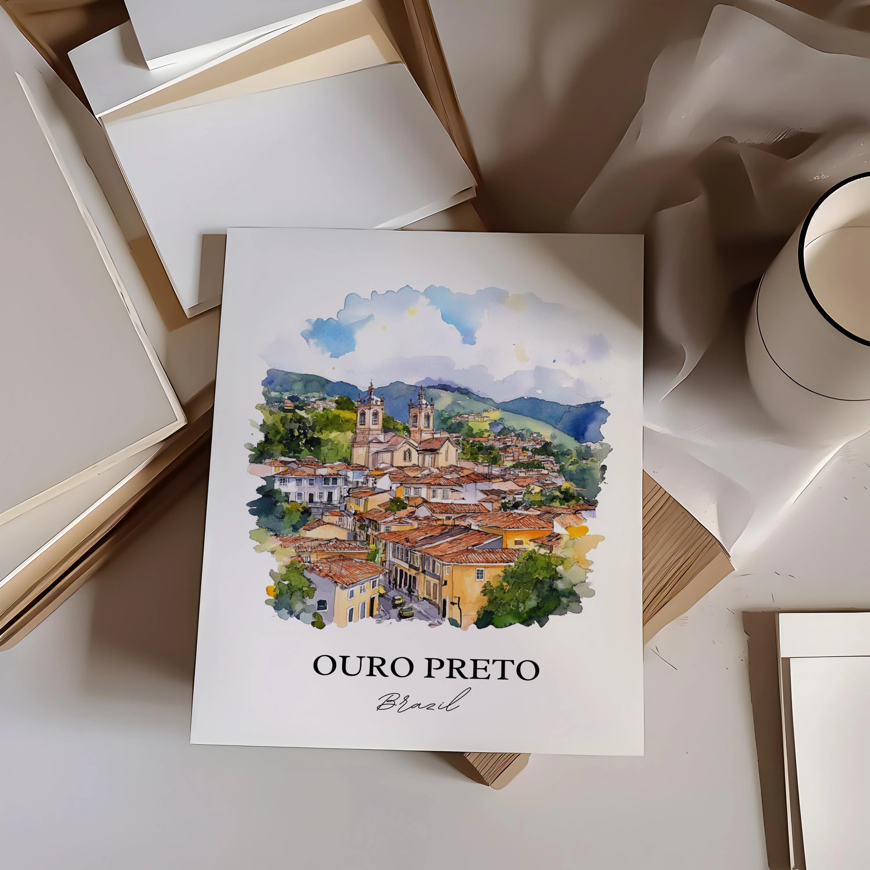 Ouro Preto, Brazil – Watercolor Art Print - Image 6