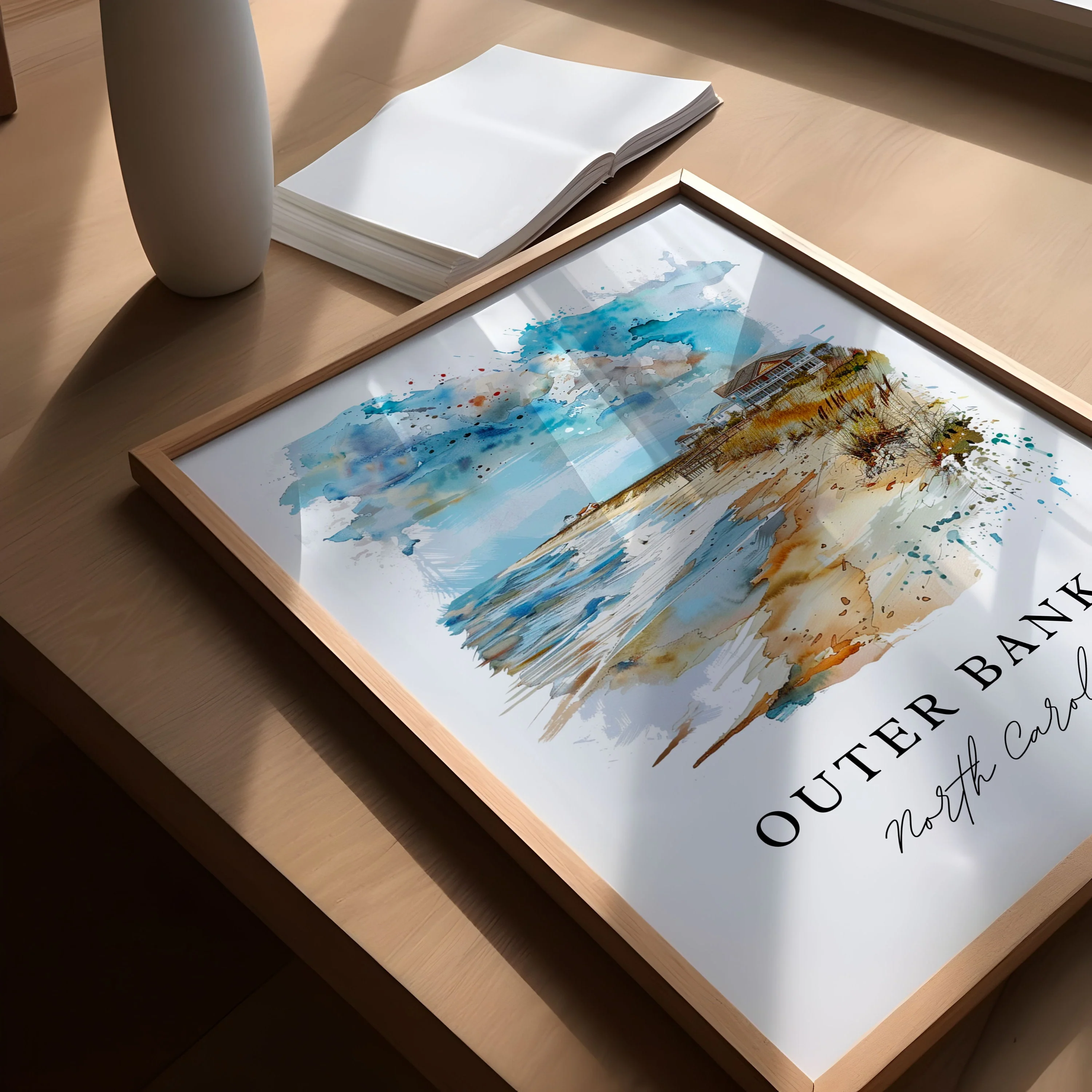 Outer Banks, North Carolina Watercolor Art Print - Image 3