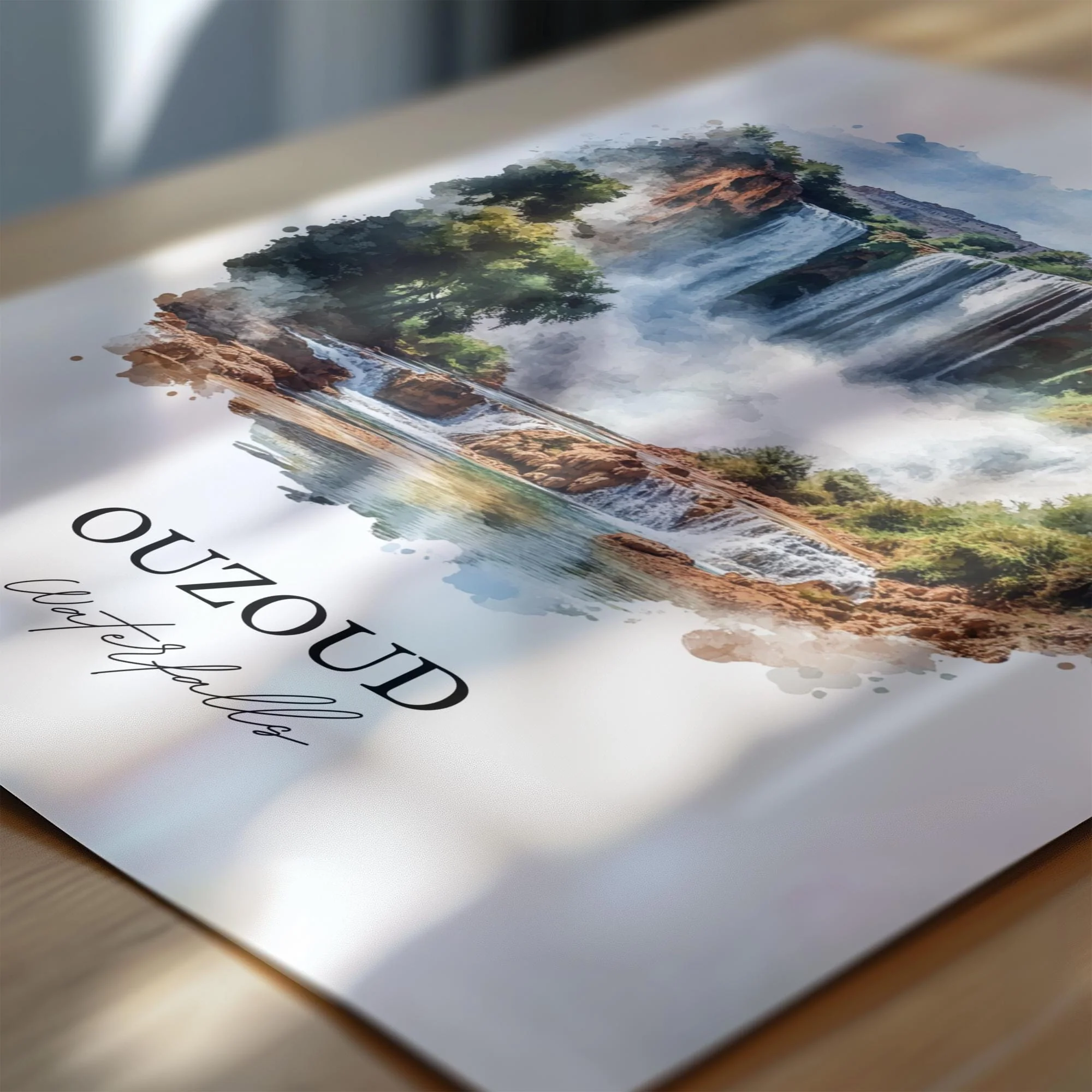 Ouzoud Waterfalls, Morocco – Watercolor Art Print - Image 2