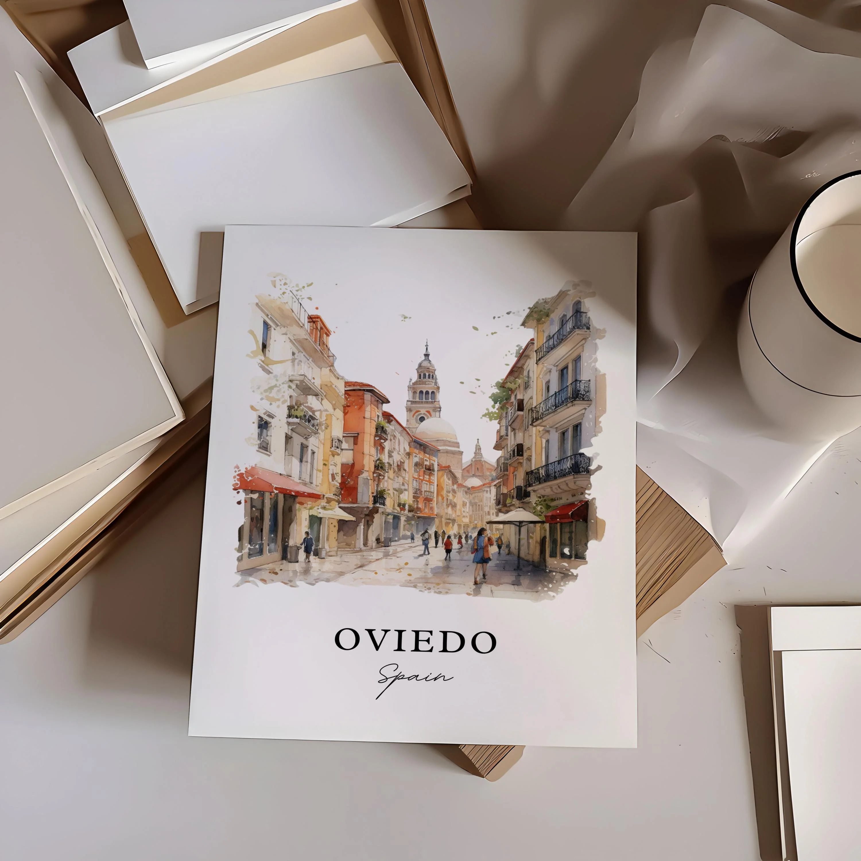 Oviedo, Spain – Watercolor Art Print - Image 2