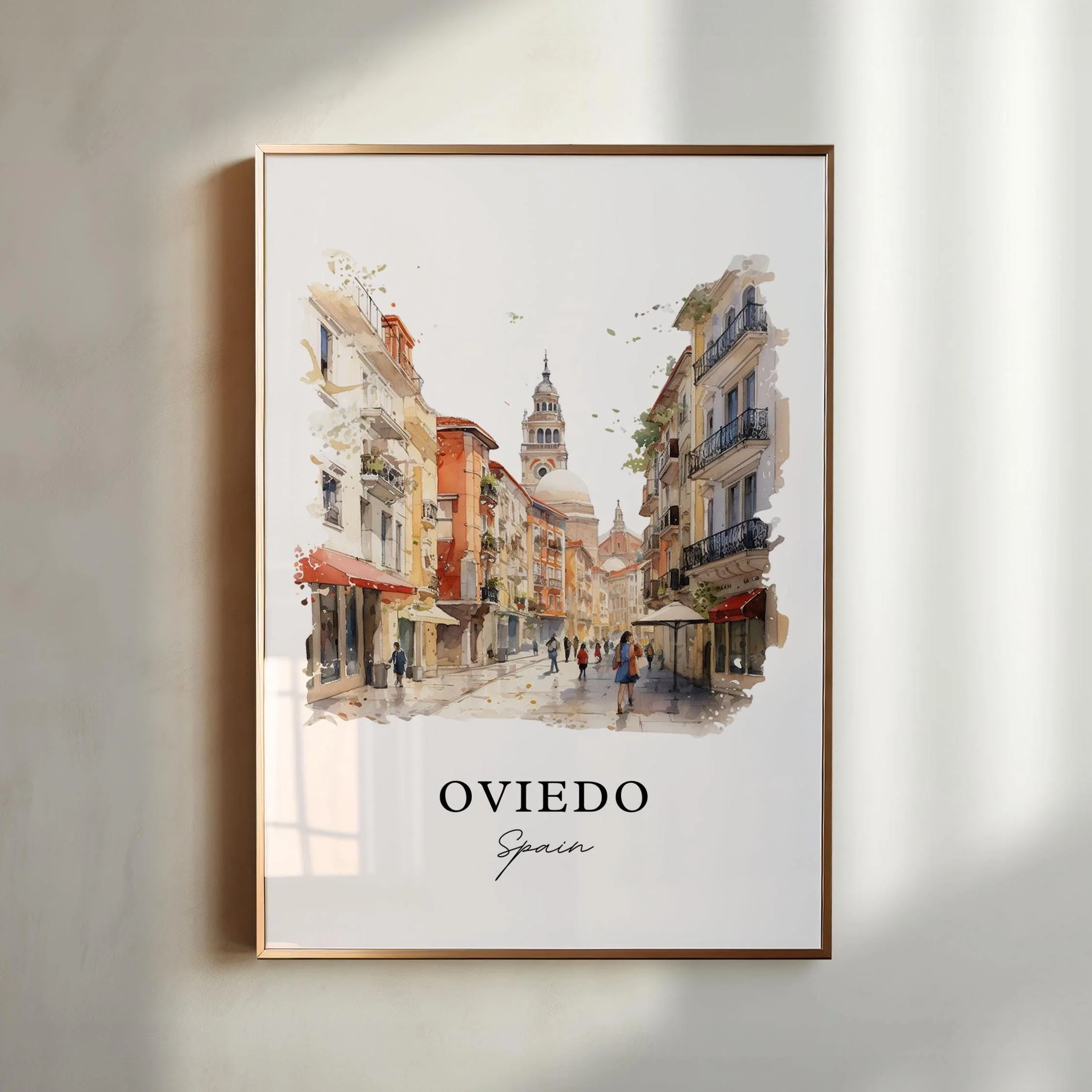 Oviedo, Spain – Watercolor Art Print
