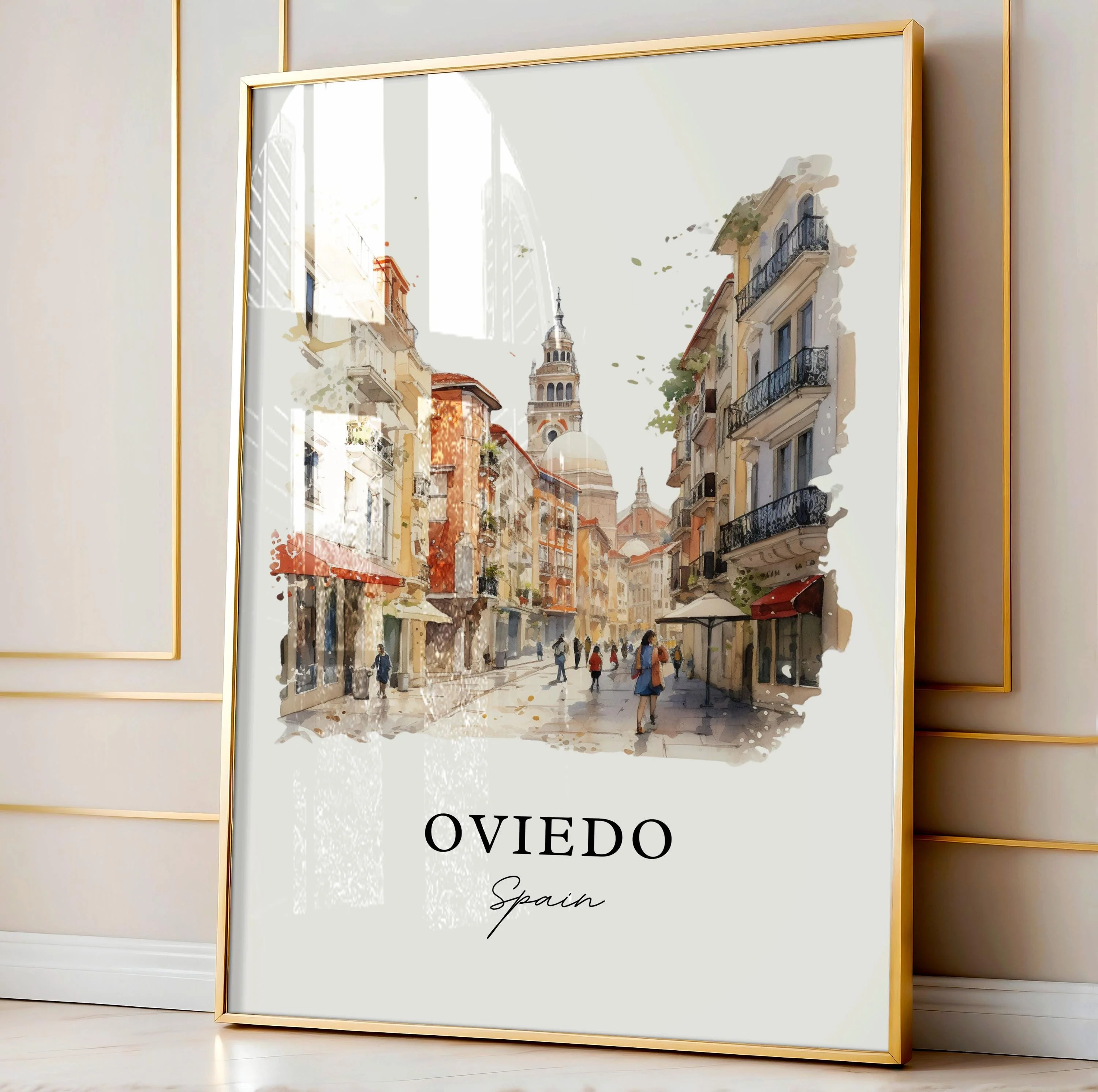 Oviedo, Spain – Watercolor Art Print - Image 4