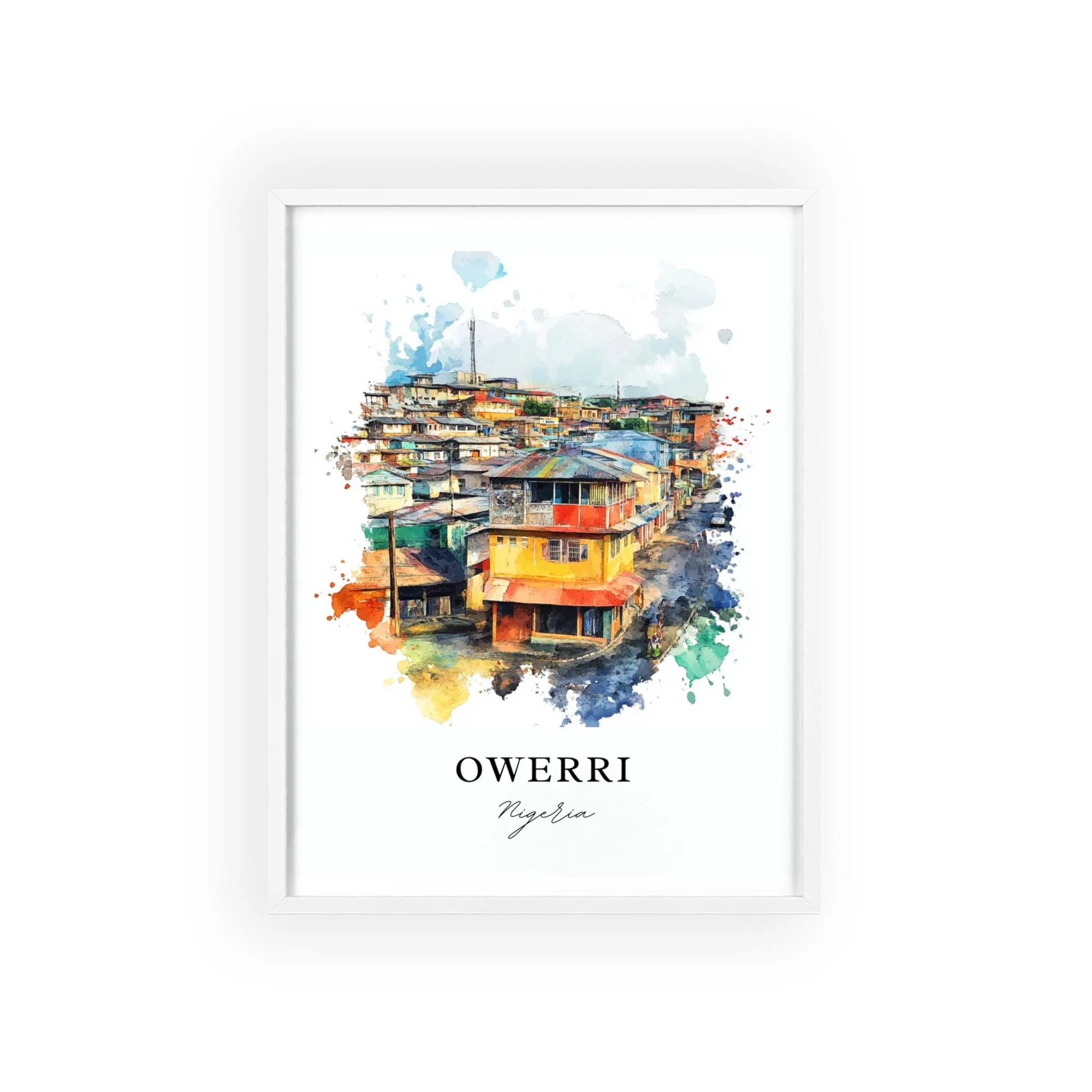 Owerri, Nigeria – Watercolor Art Print - Image 3