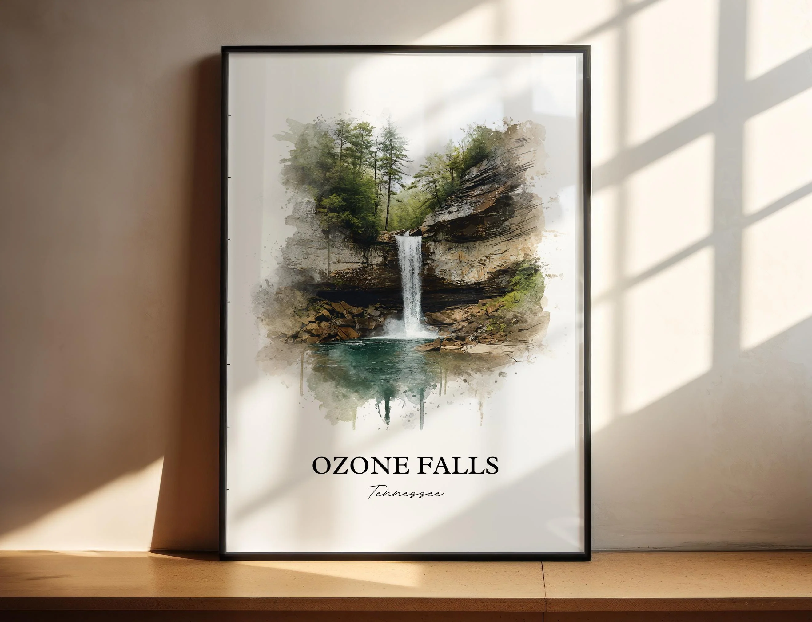 Ozone Falls, Tennessee, USA – Watercolor Art Print