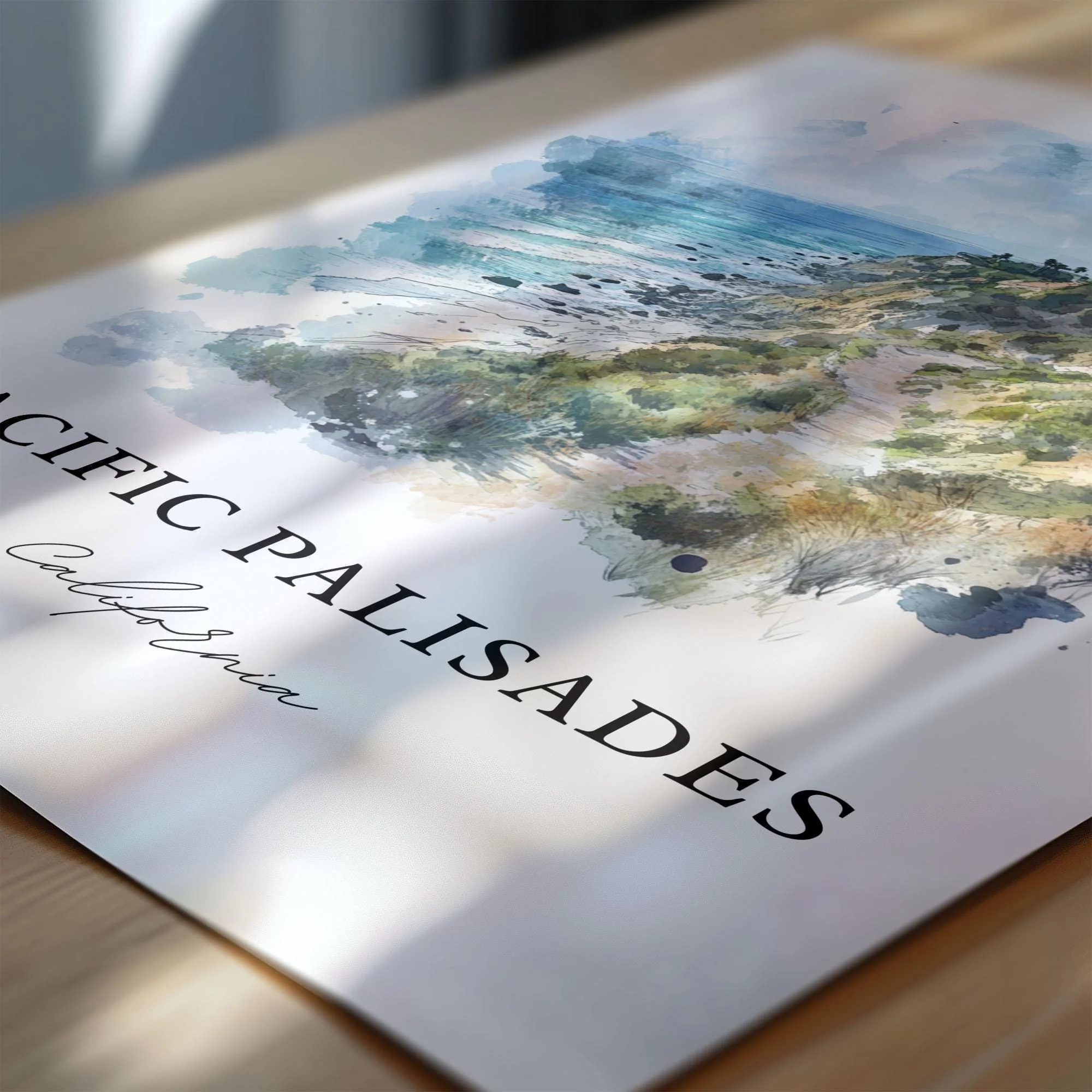 Pacific Palisades, USA – Watercolor Art Print - Image 3