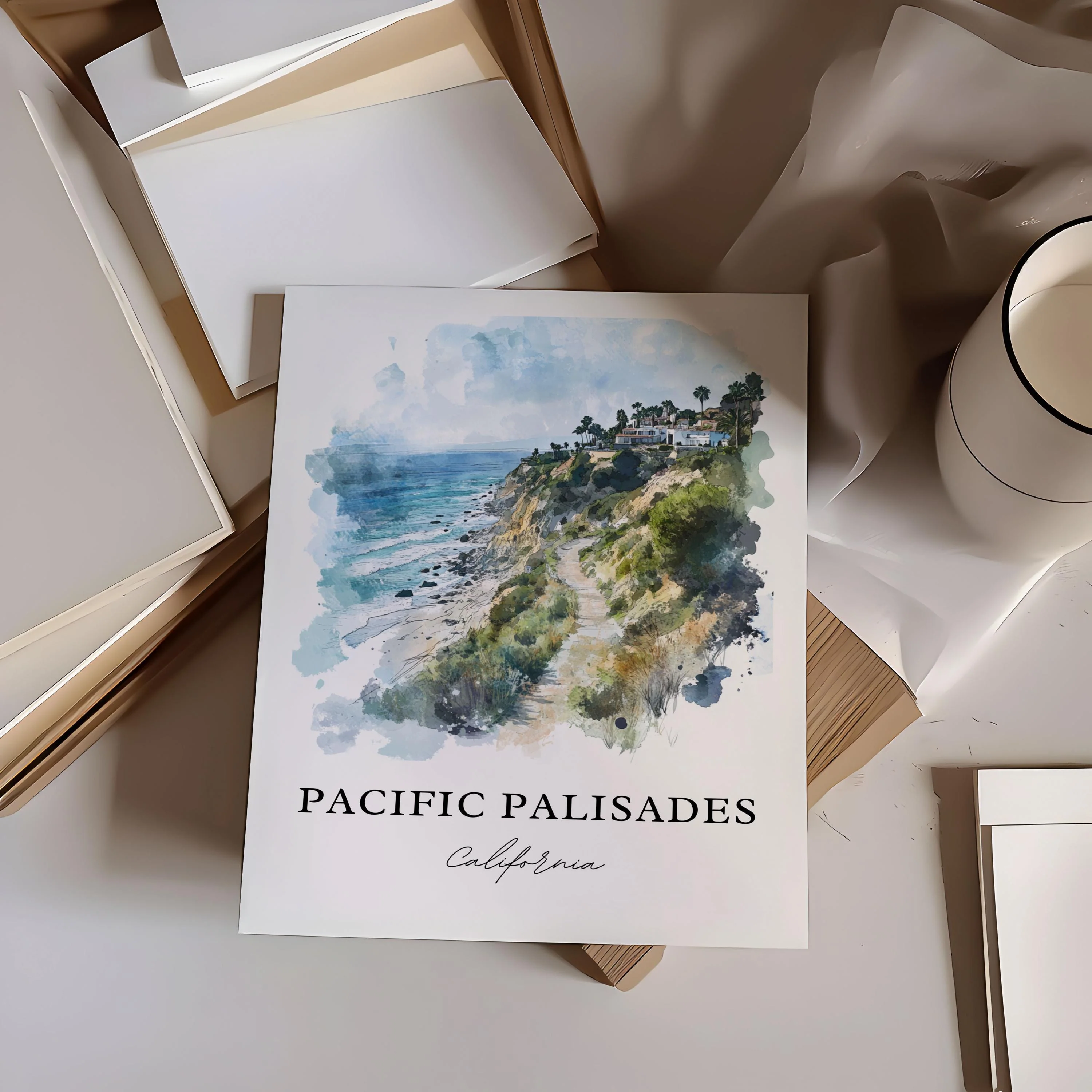 Pacific Palisades, USA – Watercolor Art Print - Image 5