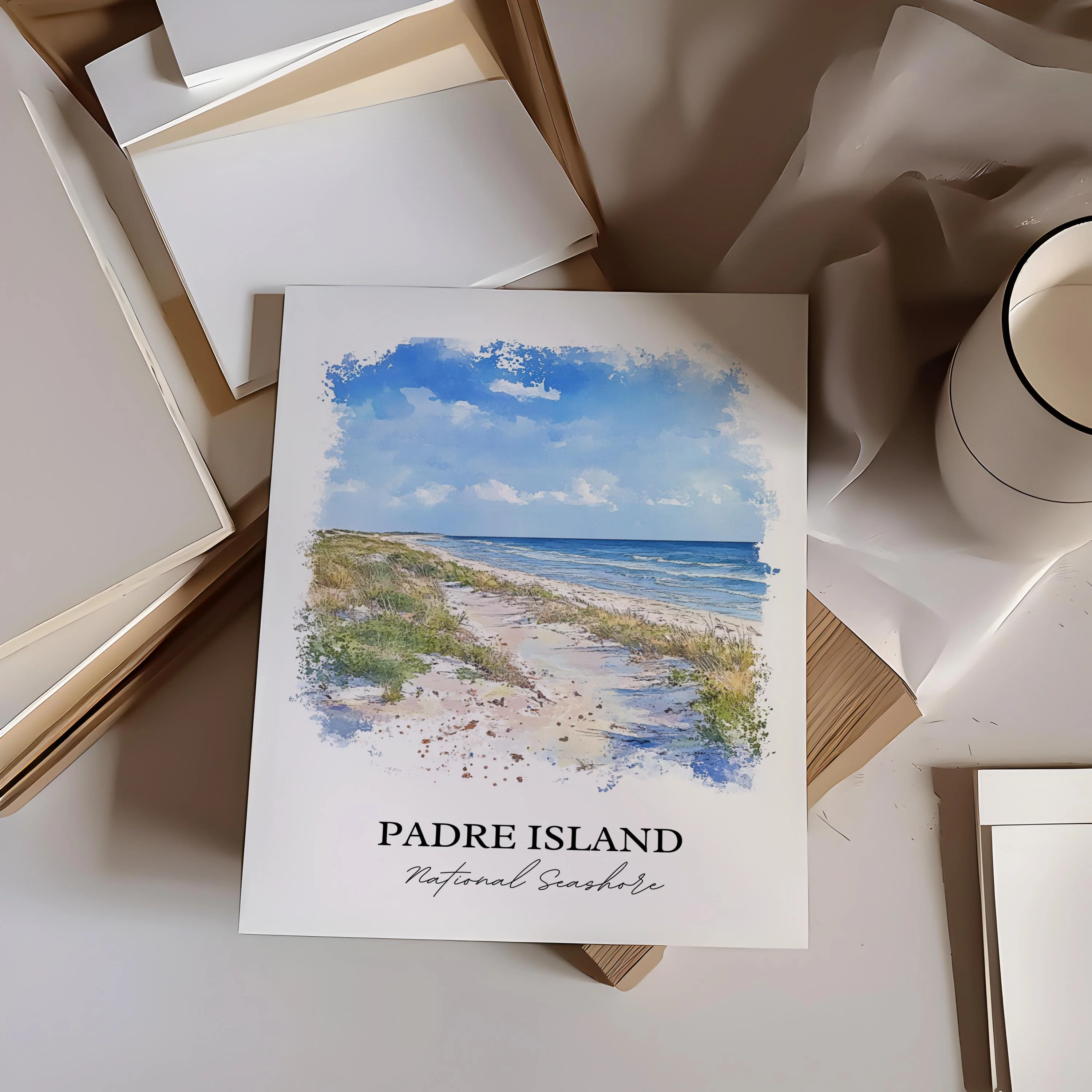 Padre Island, Texas, USA – Watercolor Art Print - Image 6