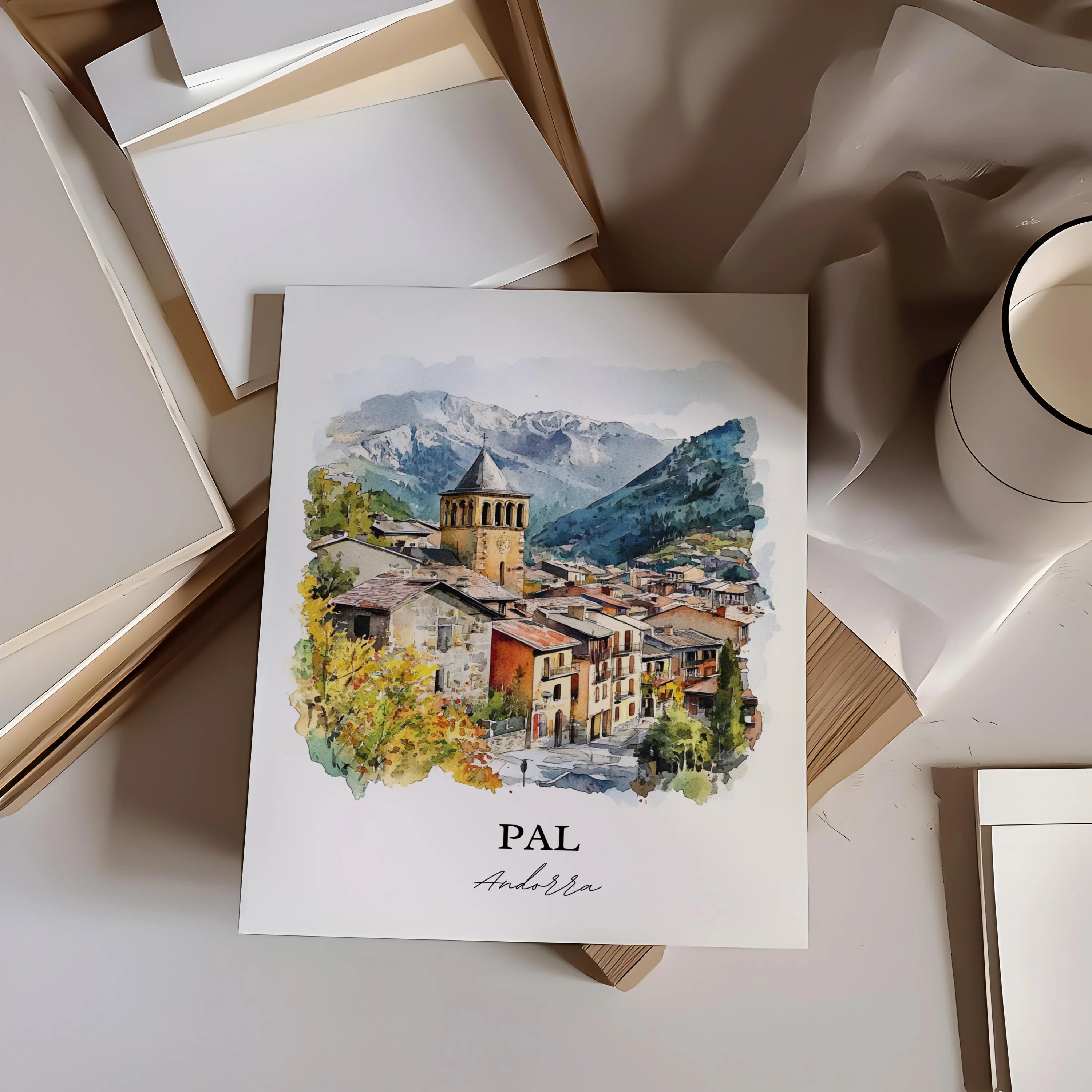 La Massana, Andorra – Watercolor Art Print - Image 4