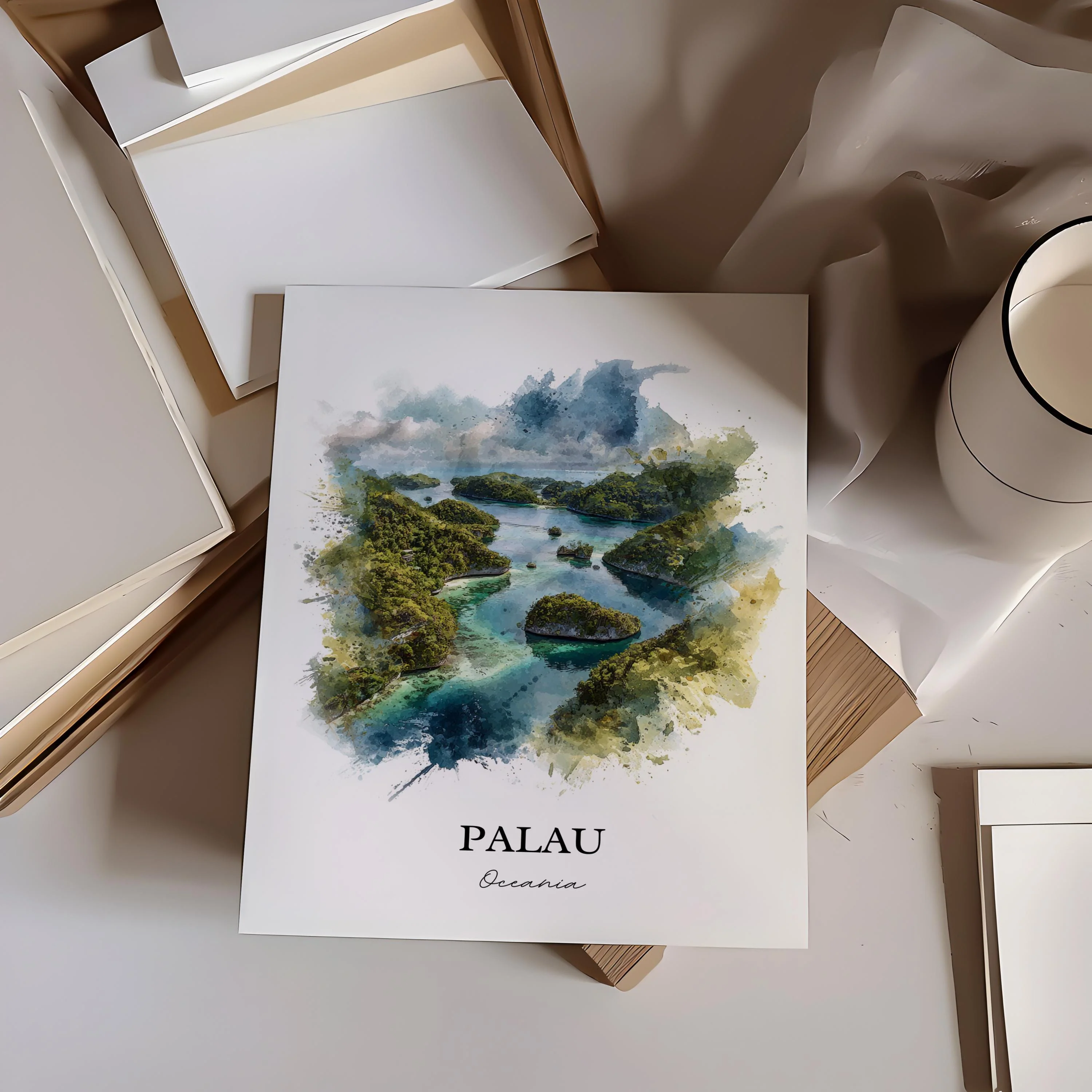 Palau, Micronesia – Watercolor Art Print - Image 4