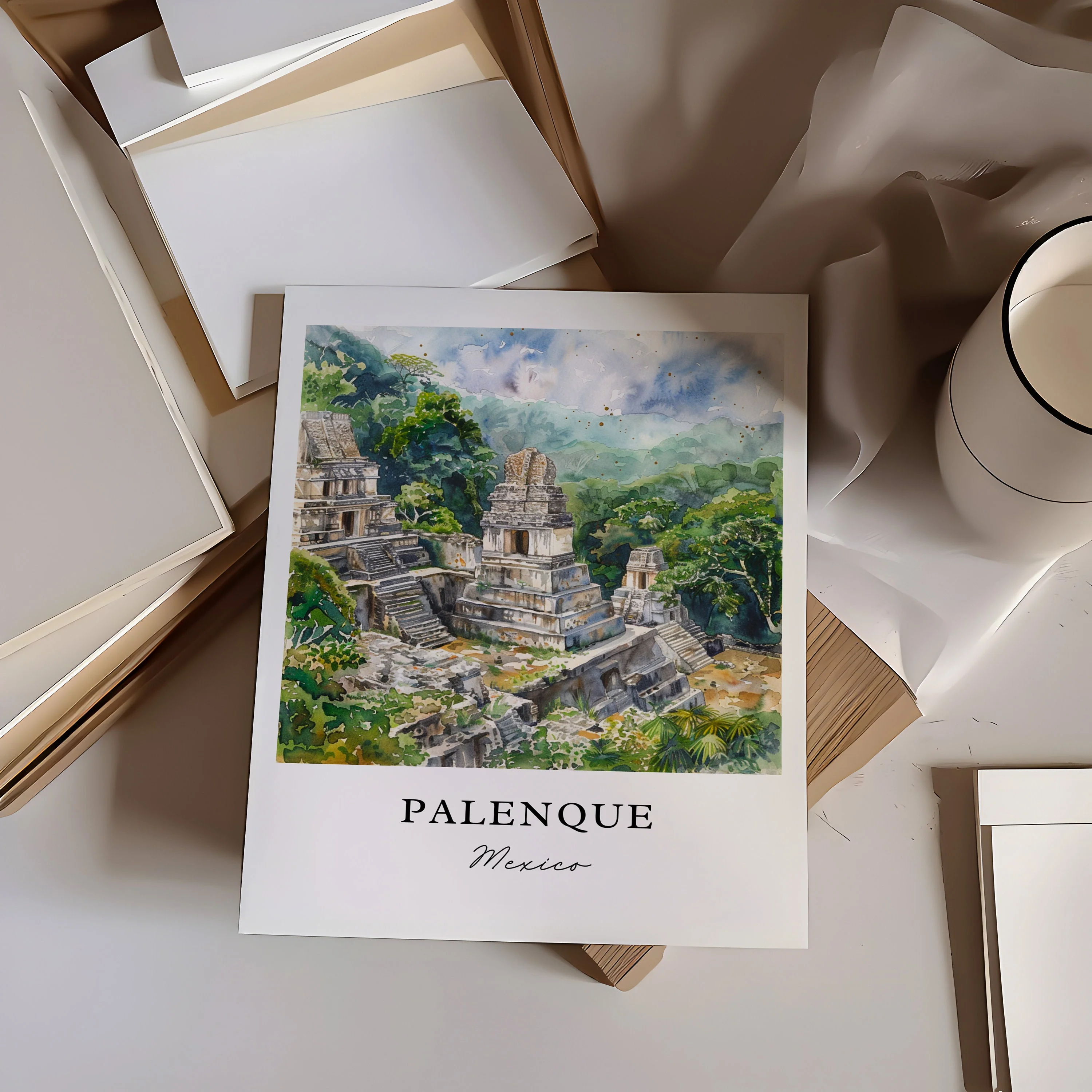 Palenque, Mexico – Watercolor Art Print - Image 2