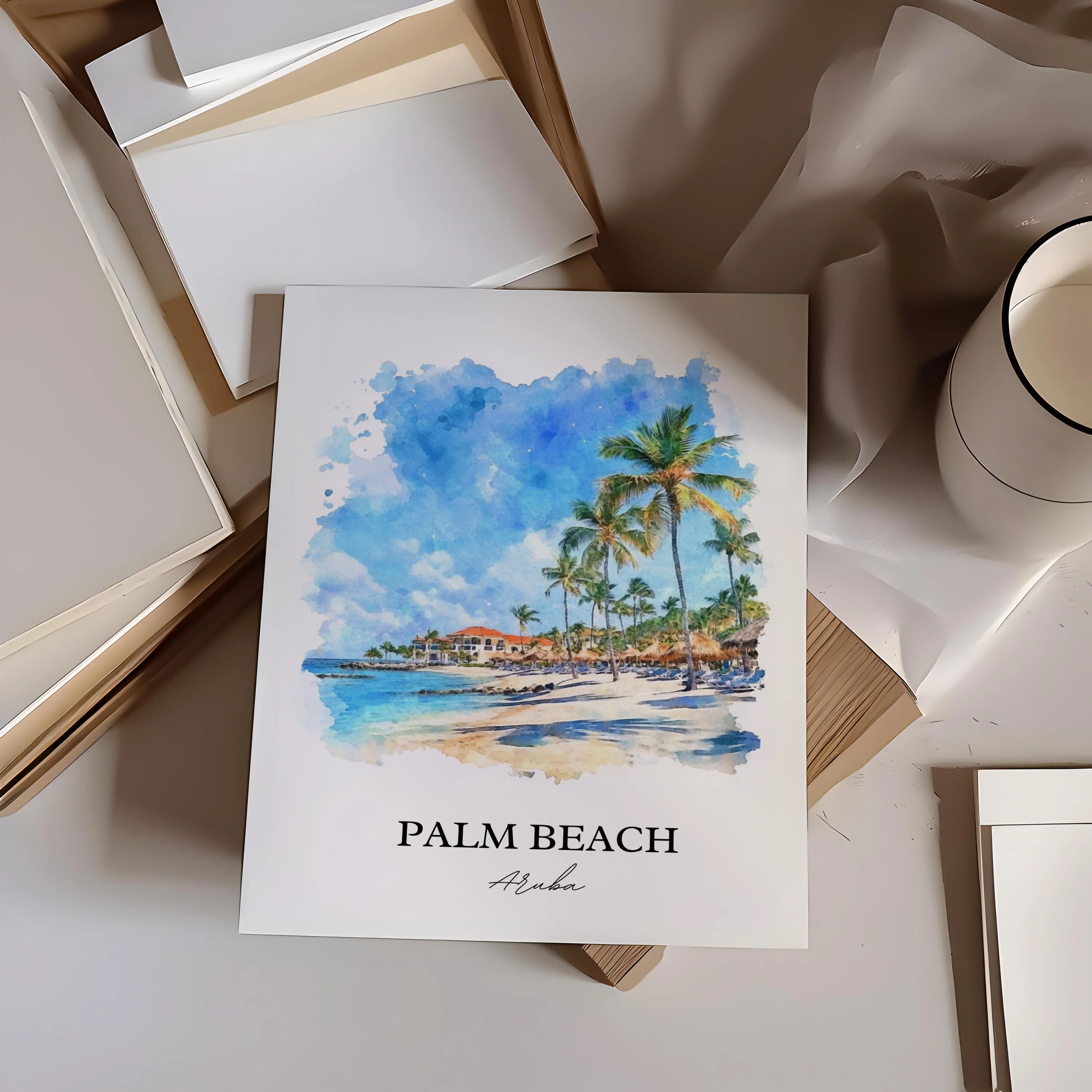 Palm Beach, Aruba – Watercolor Art Print - Image 6