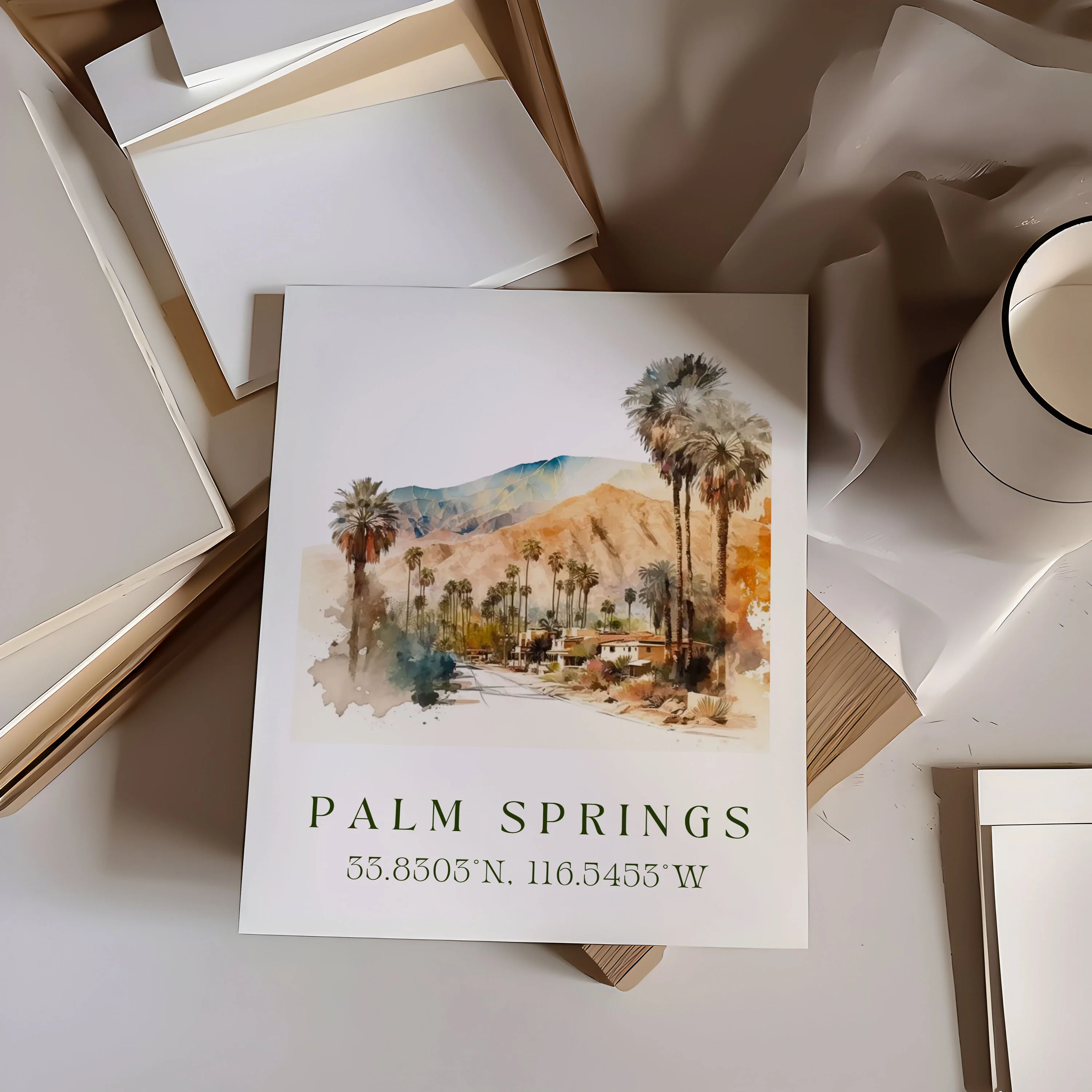 Palm Springs, California – Watercolor Art Print - Image 2