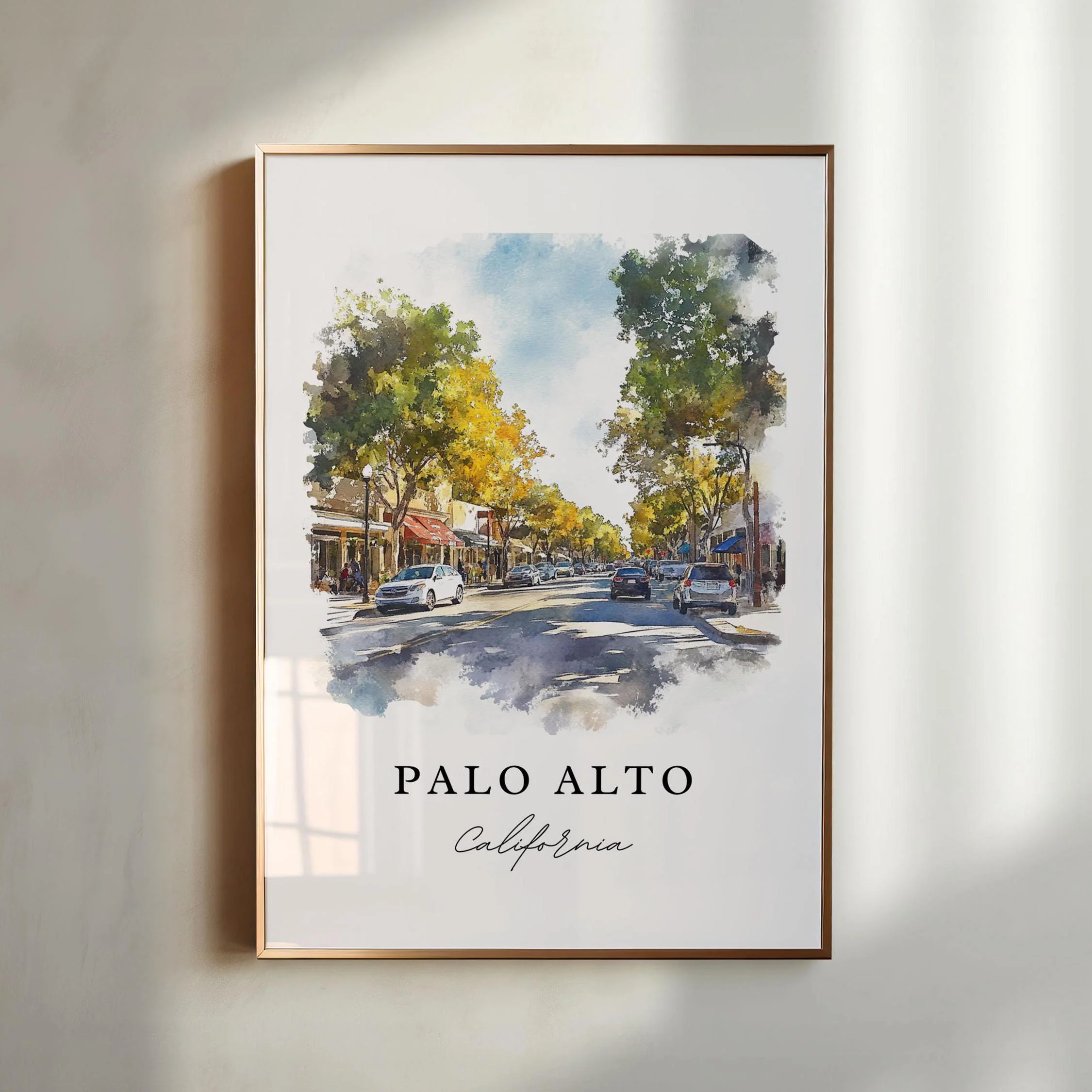 Palo Alto, California – Watercolor Art Print