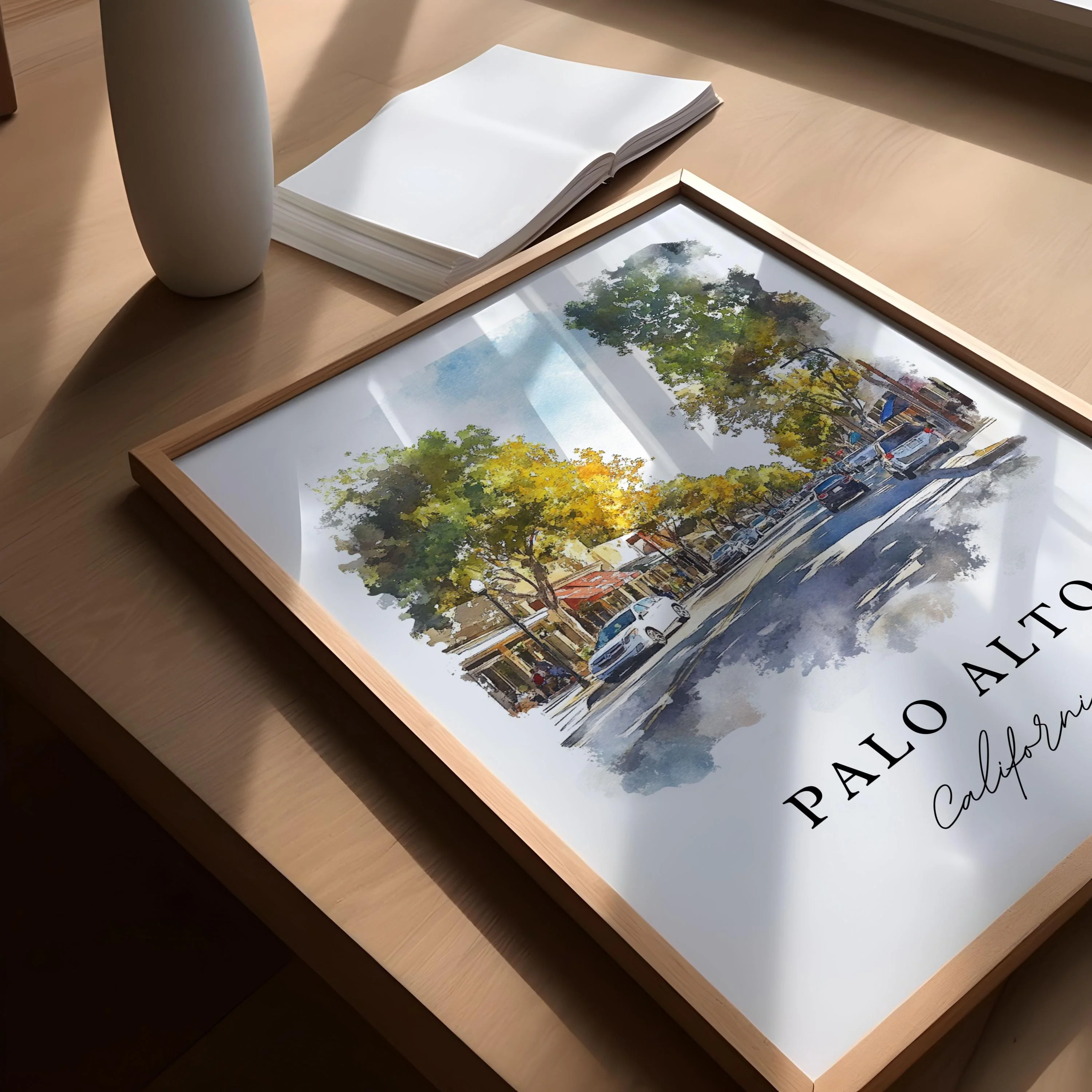 Palo Alto, California – Watercolor Art Print - Image 3