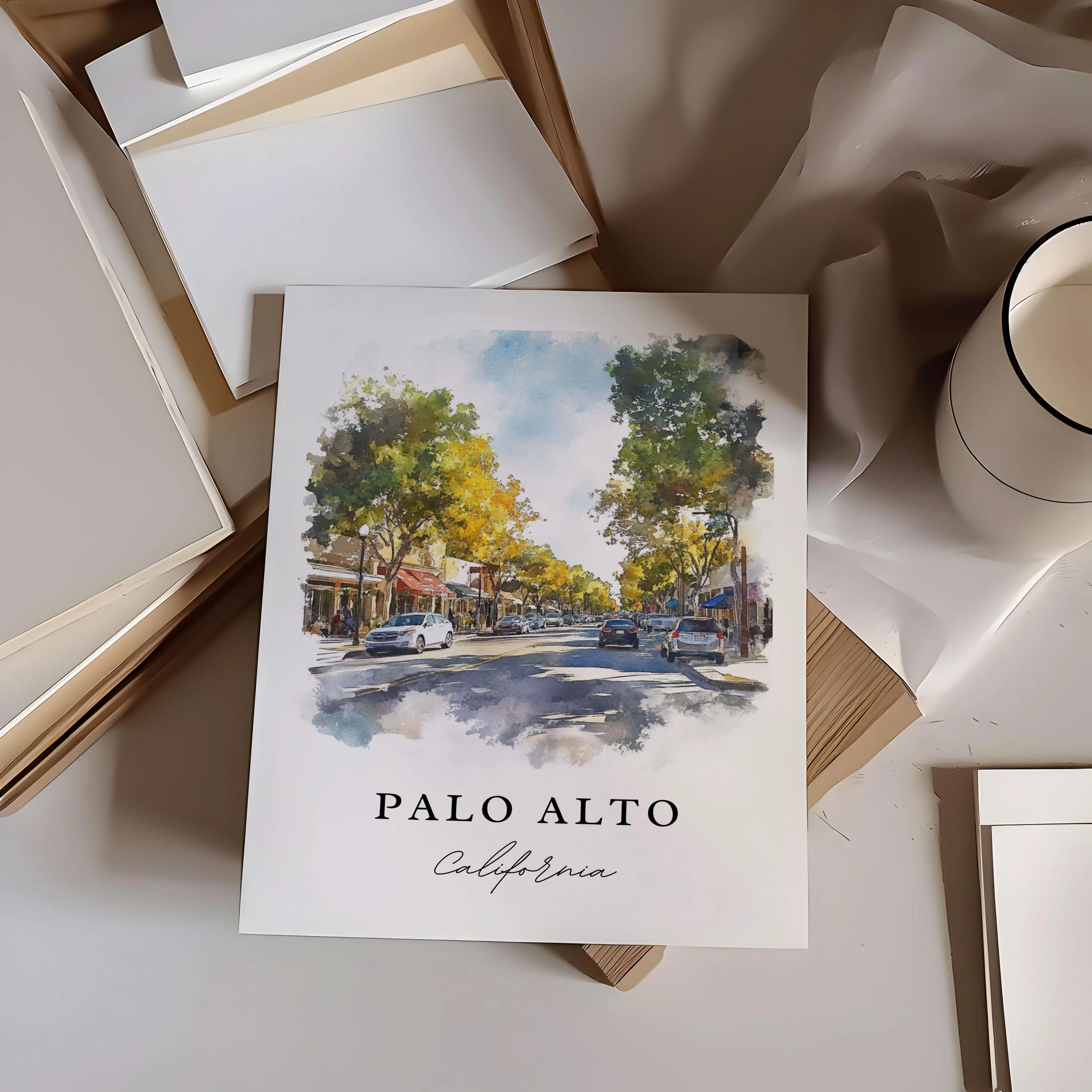 Palo Alto, California – Watercolor Art Print - Image 2