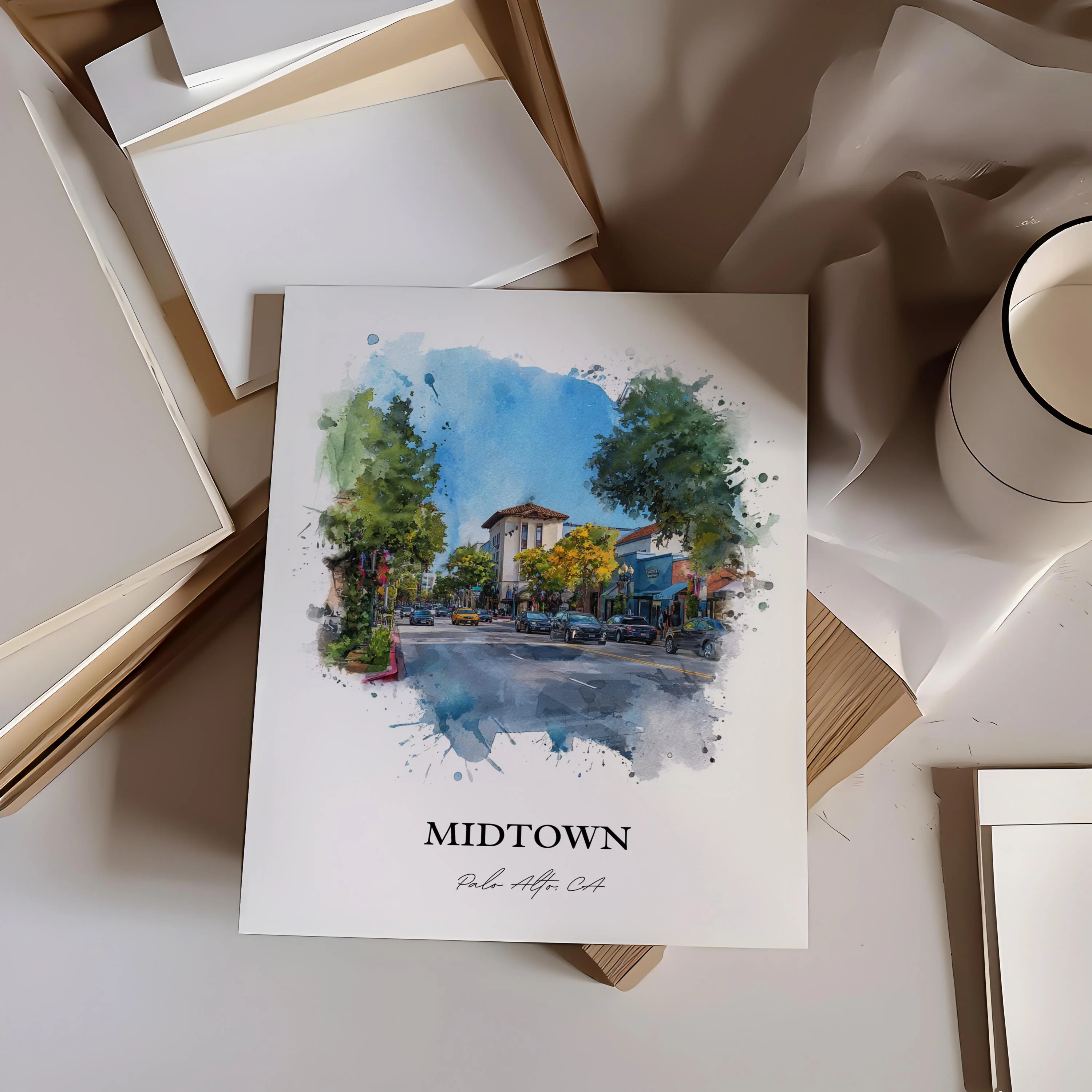 Palo Alto, California – Watercolor Art Print - Image 3