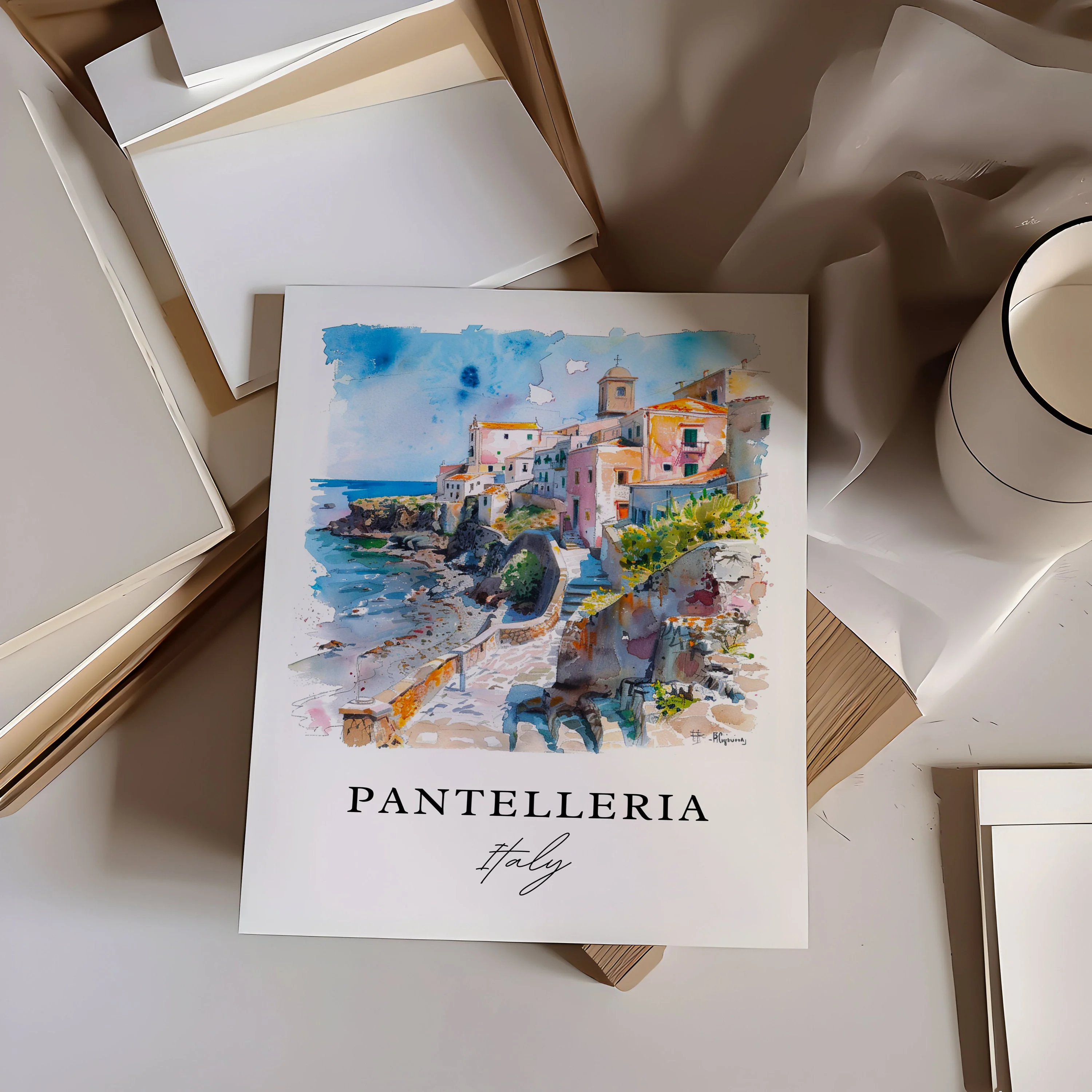 Pantelleria, Italy – Watercolor Art Print - Image 2