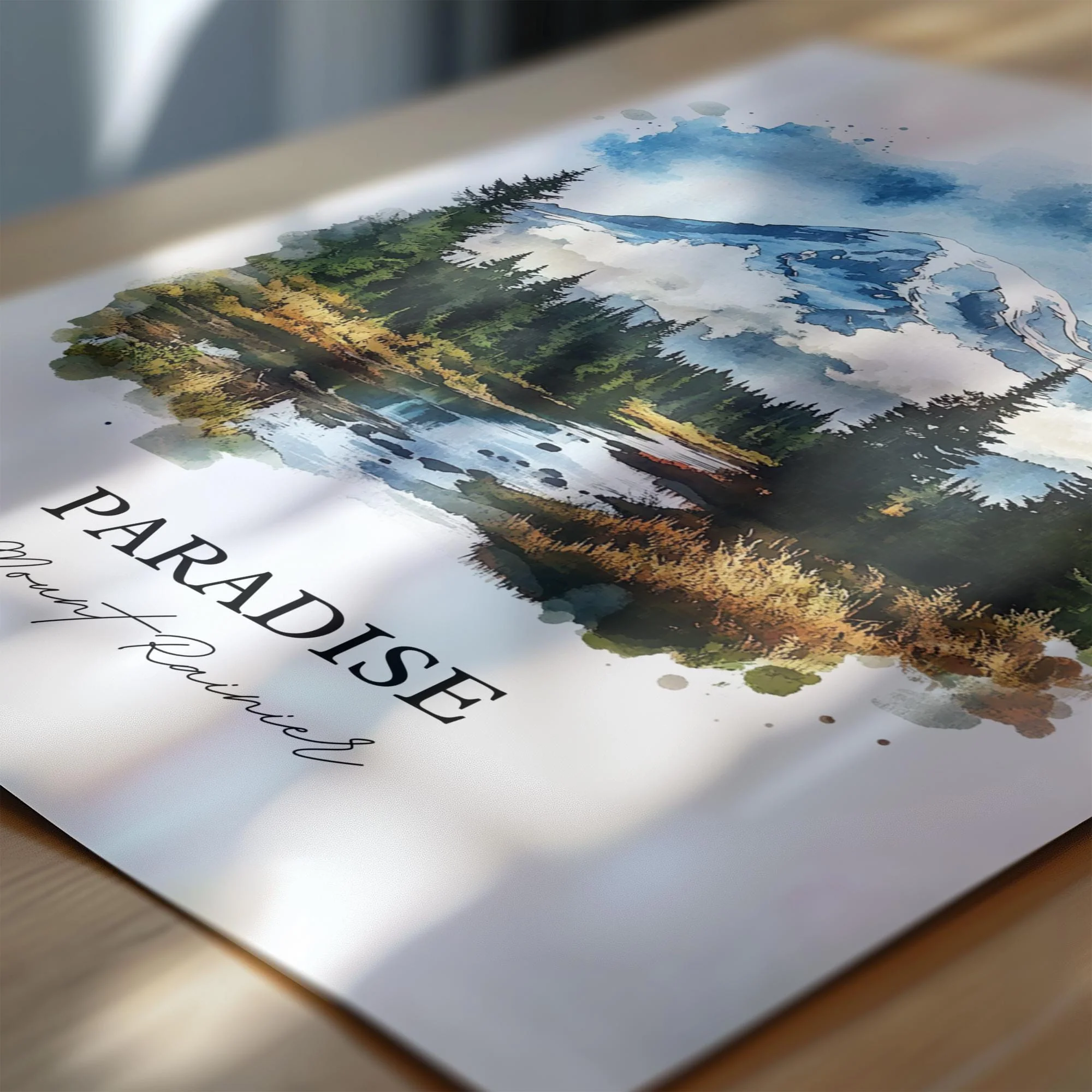 Mount Rainier, USA – Watercolor Art Print - Image 2