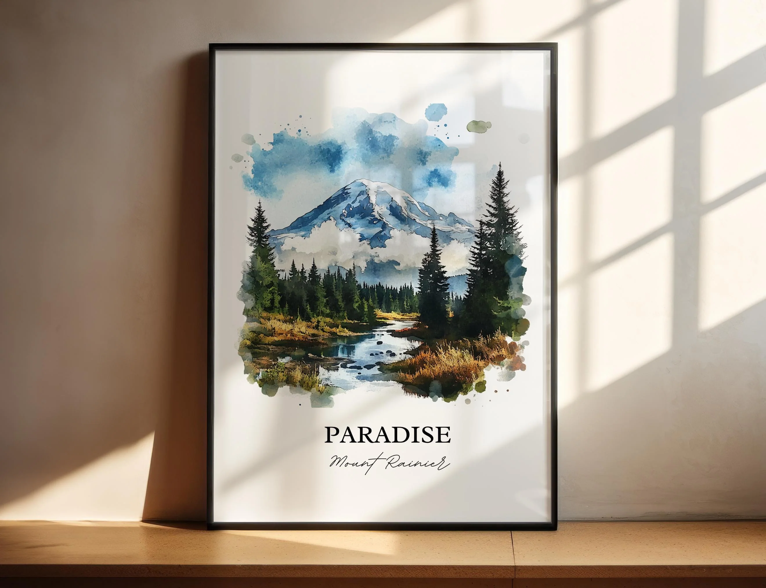 Mount Rainier, USA – Watercolor Art Print