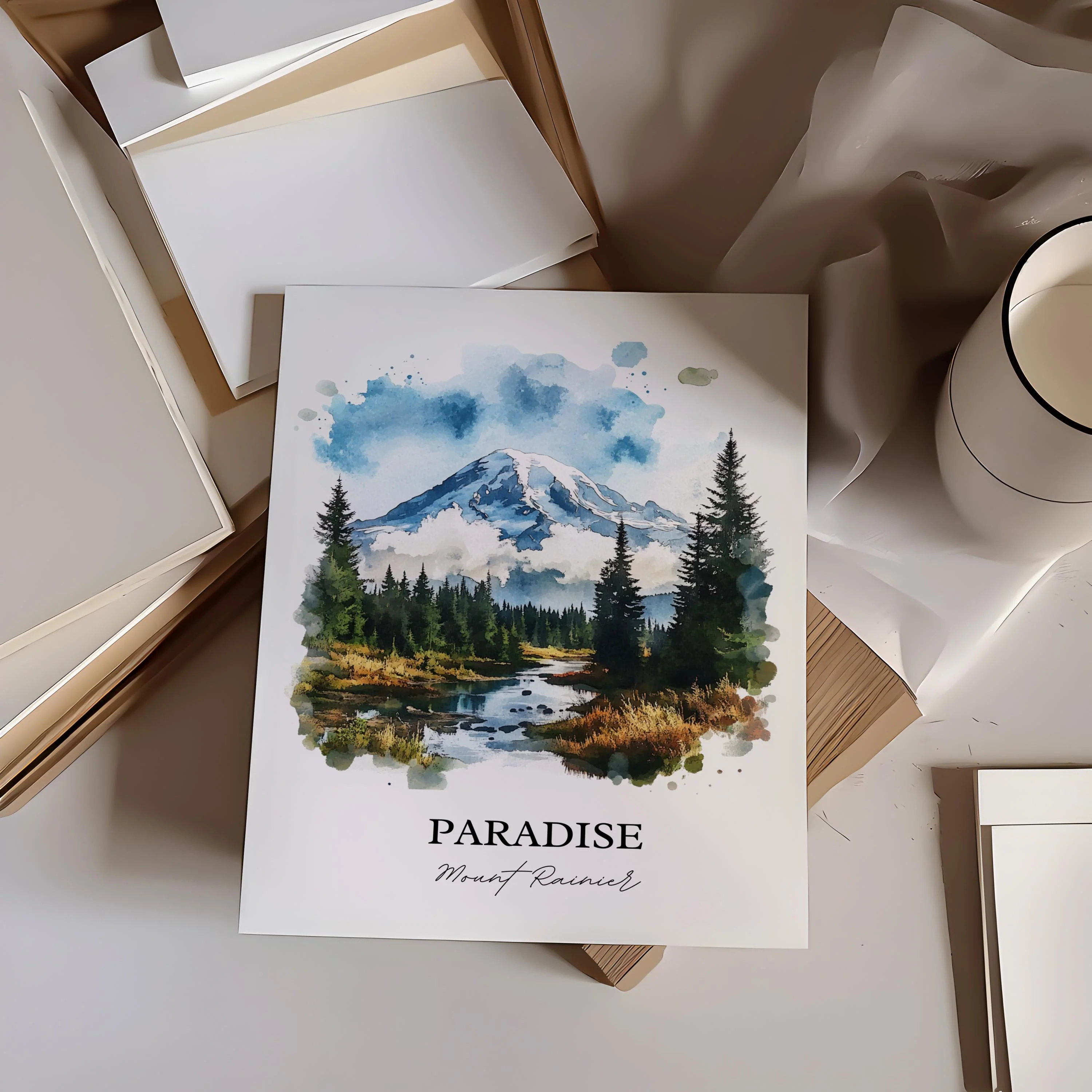 Mount Rainier, USA – Watercolor Art Print - Image 5