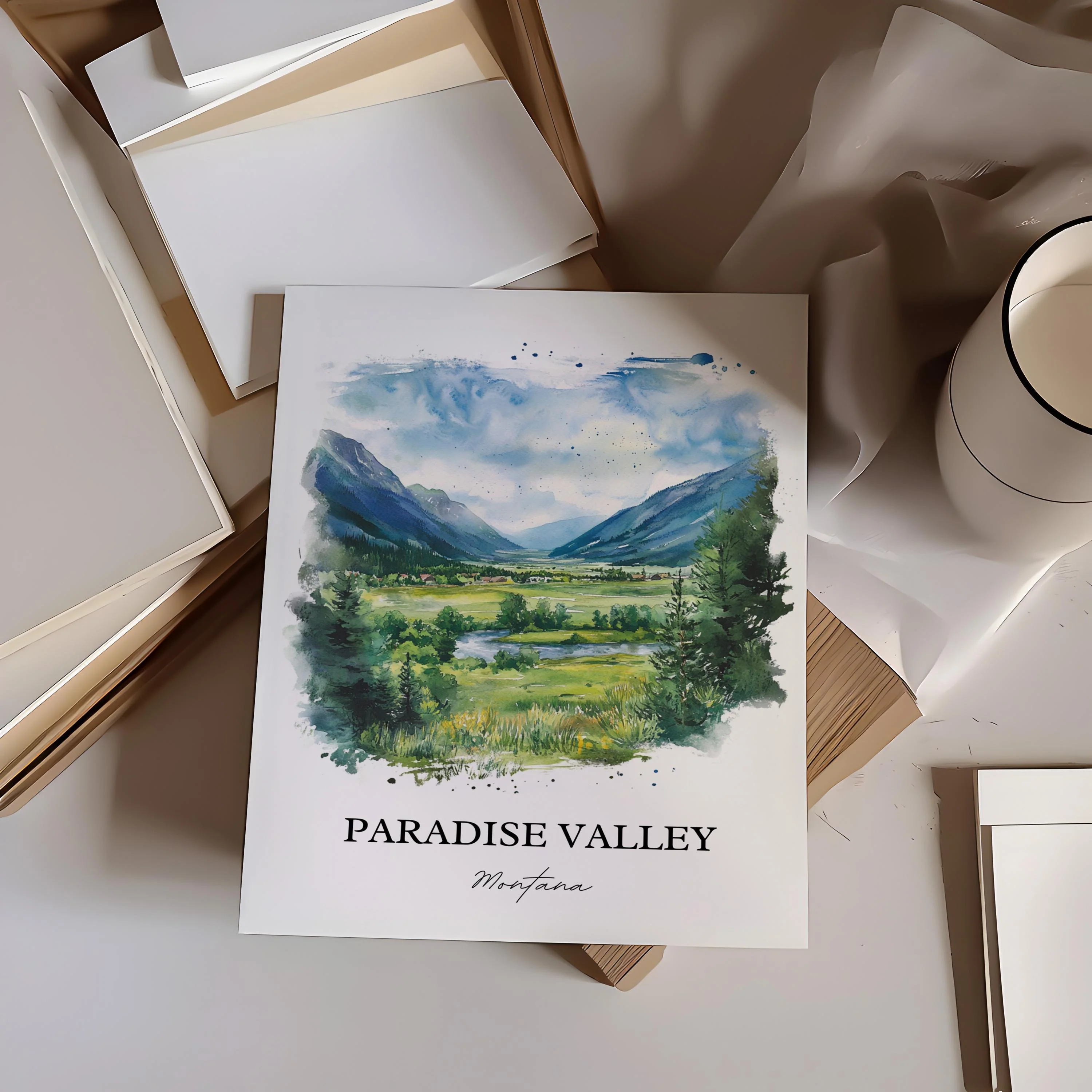 Paradise Valley, Montana, USA – Watercolor Art Print - Image 4