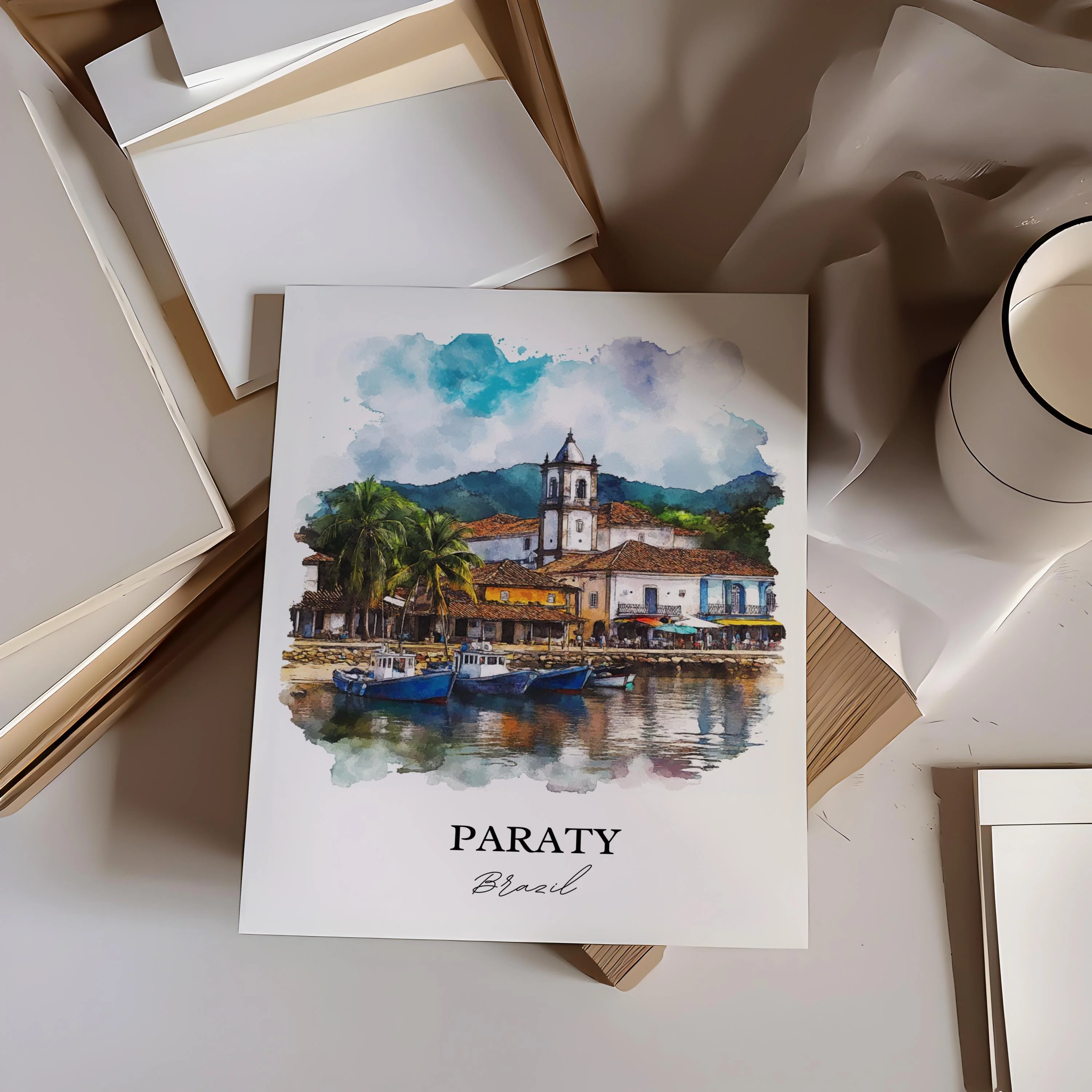 Paraty, Brazil – Watercolor Art Print - Image 4