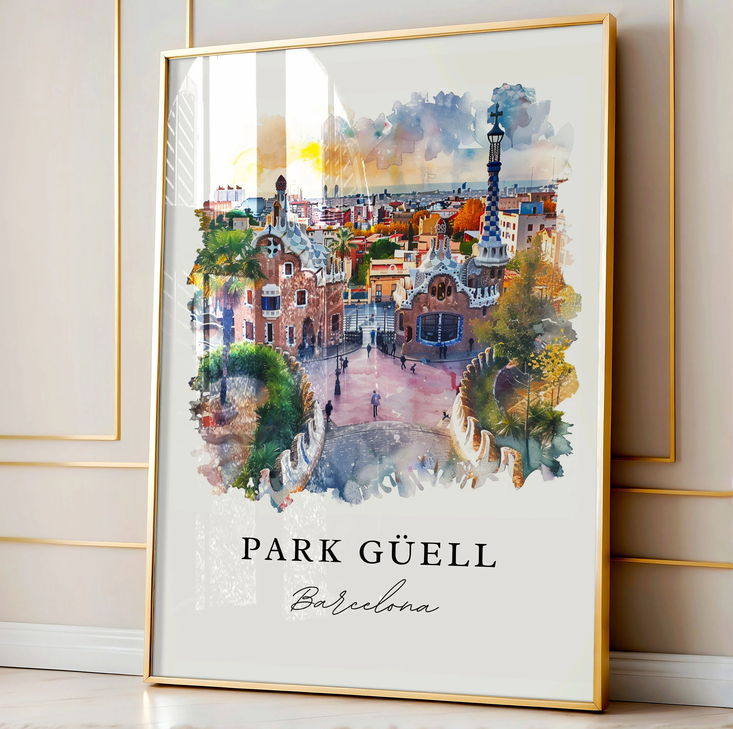 Park Guell, Spain – Watercolor Art Print - Image 4