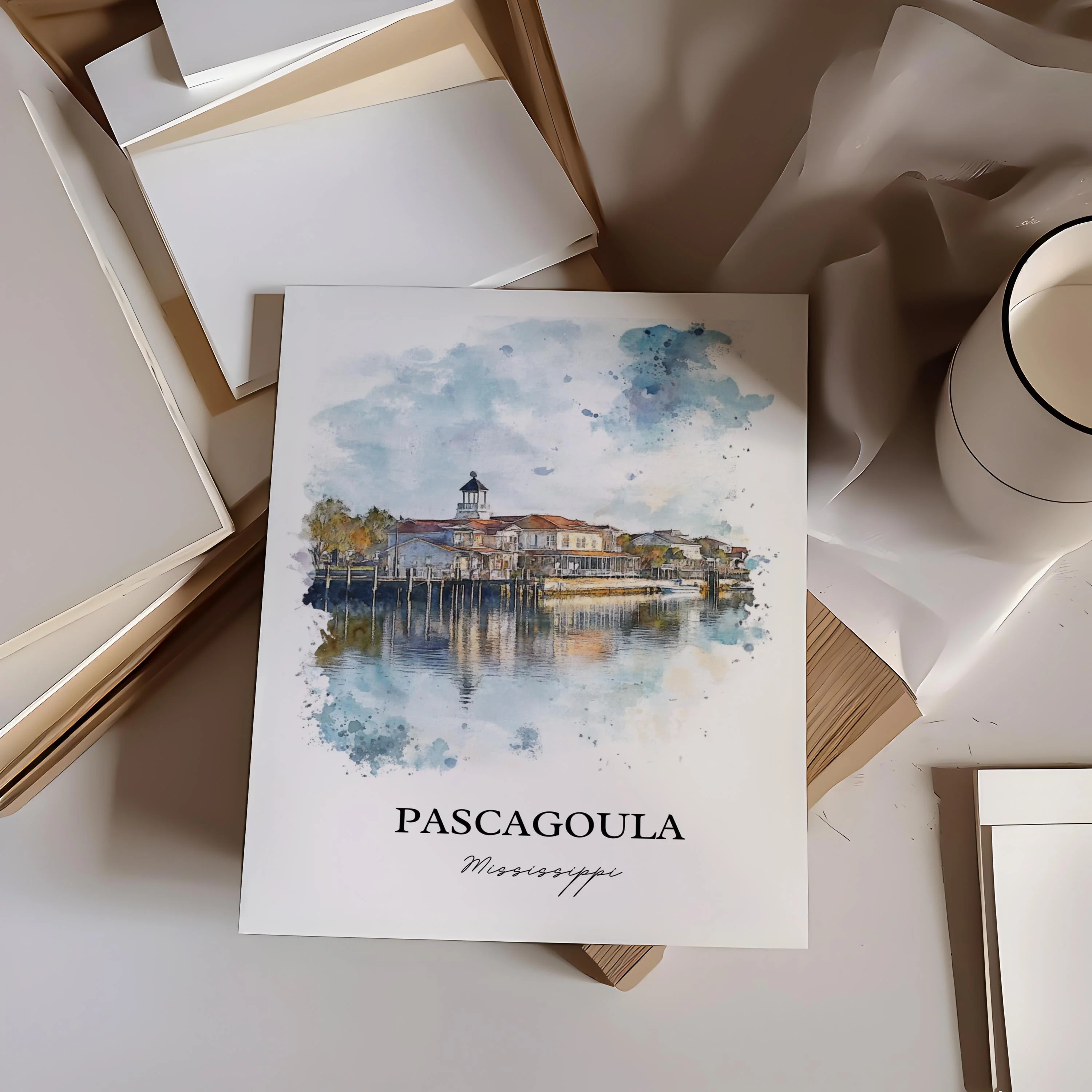 Pascagoula, Mississippi – Watercolor Art Print - Image 5