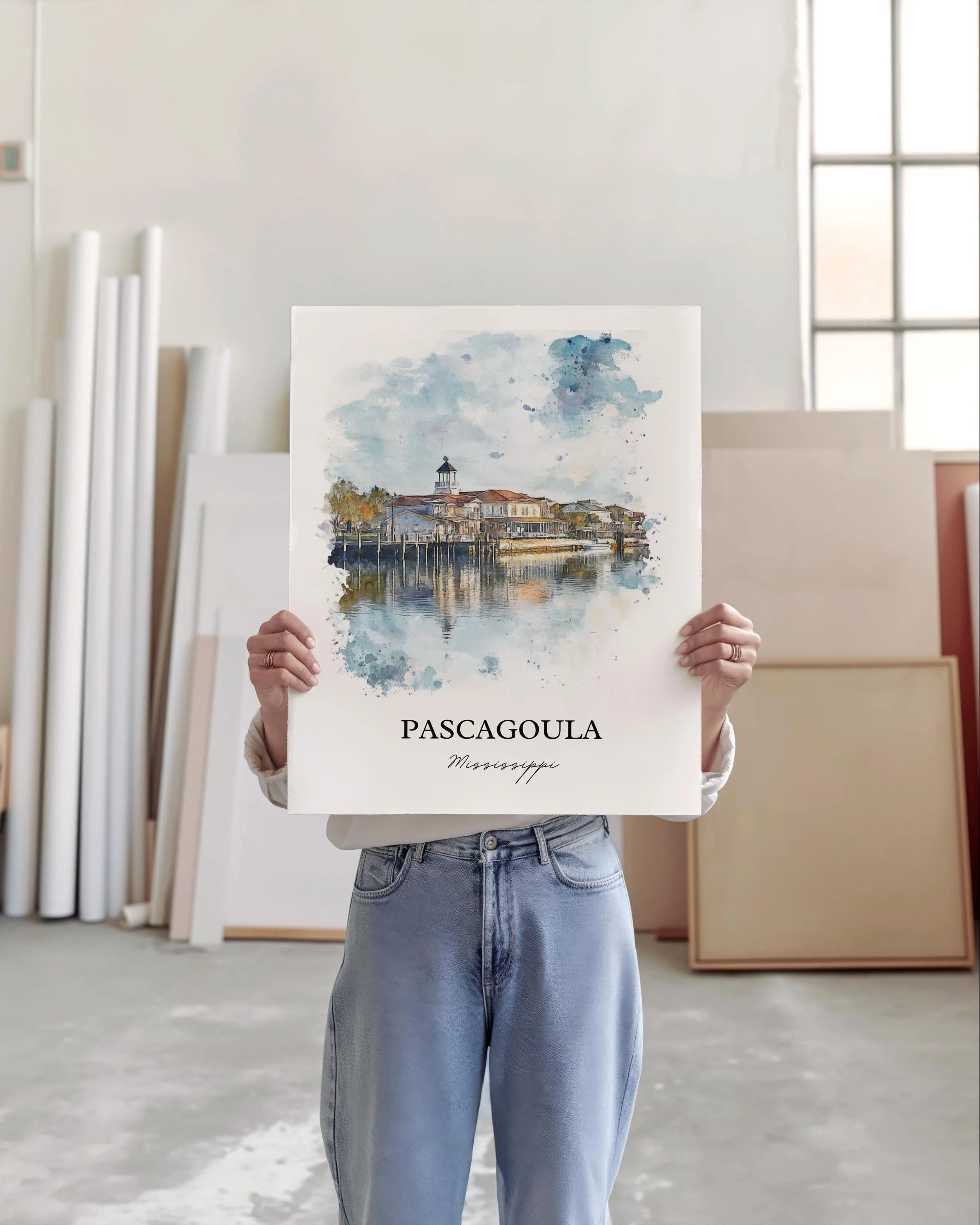 Pascagoula, Mississippi – Watercolor Art Print - Image 3
