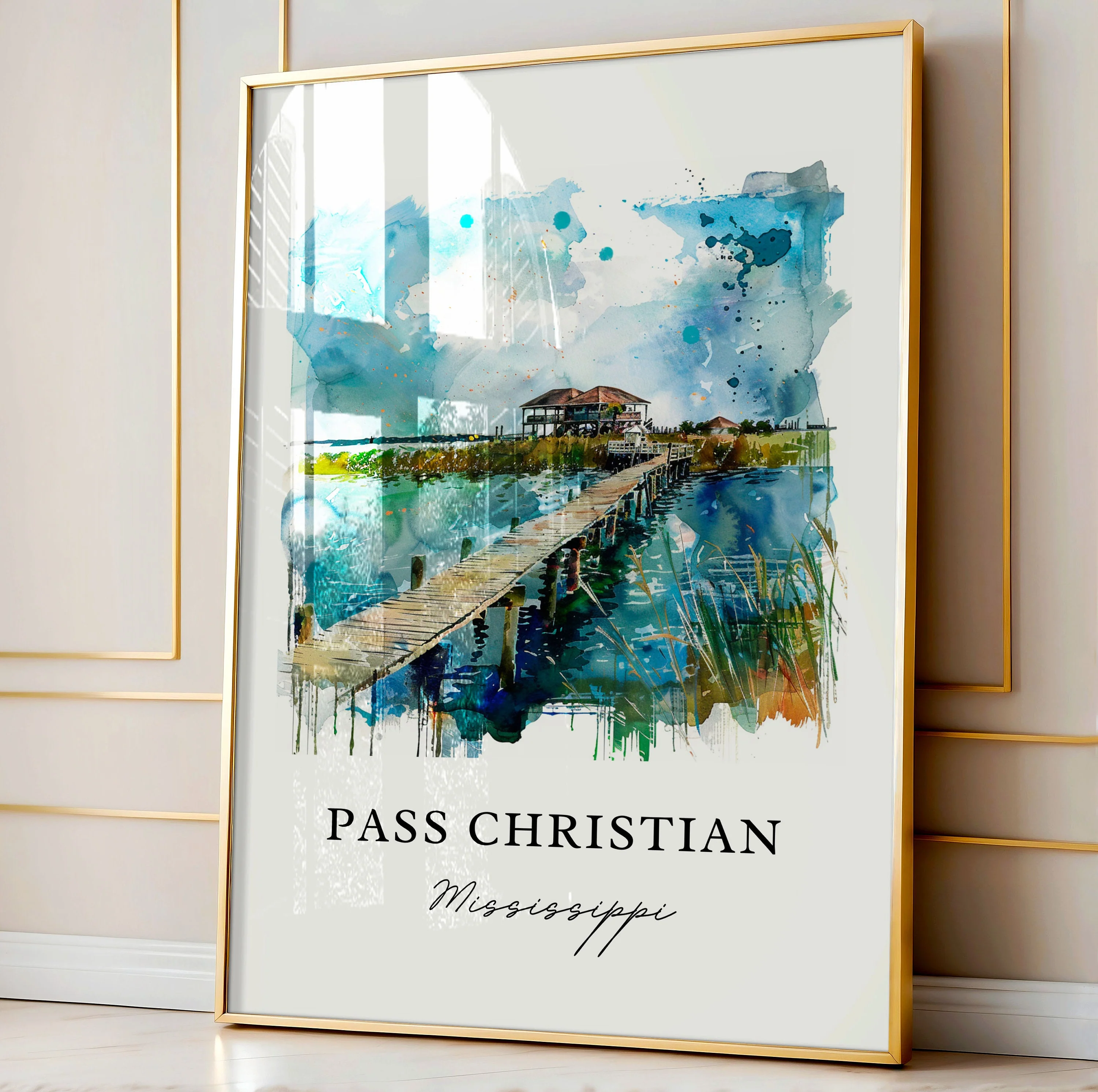 Pass Christian, MS, Mississippi – Watercolor Art Print - Image 4