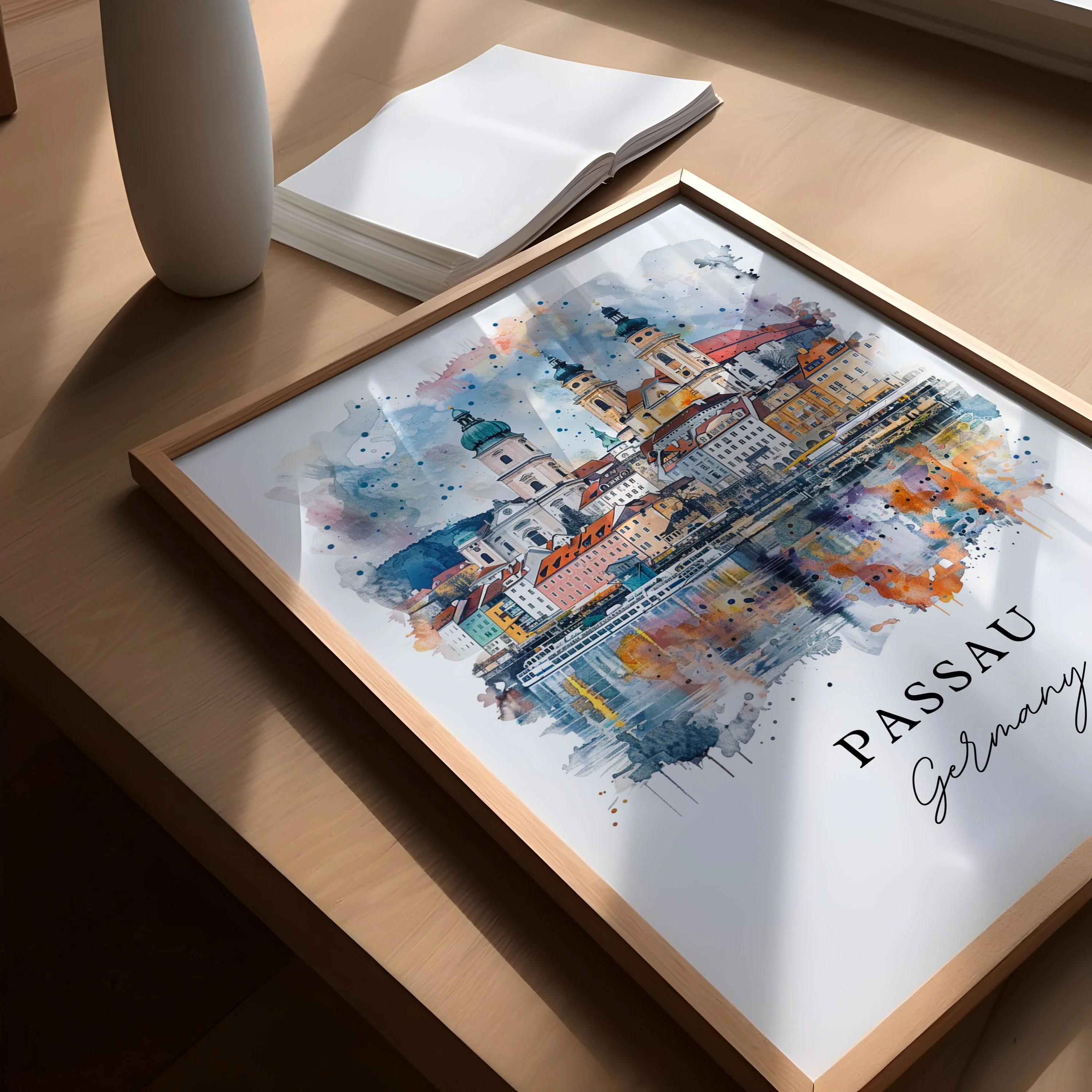 Passau, Germany – Watercolor Art Print - Image 3