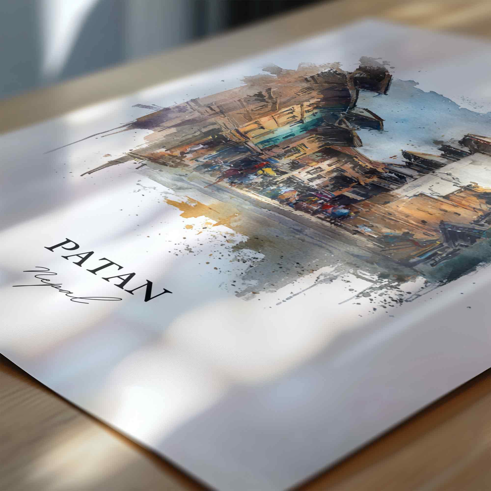 Patan, Nepal – Watercolor Art Print - Image 2
