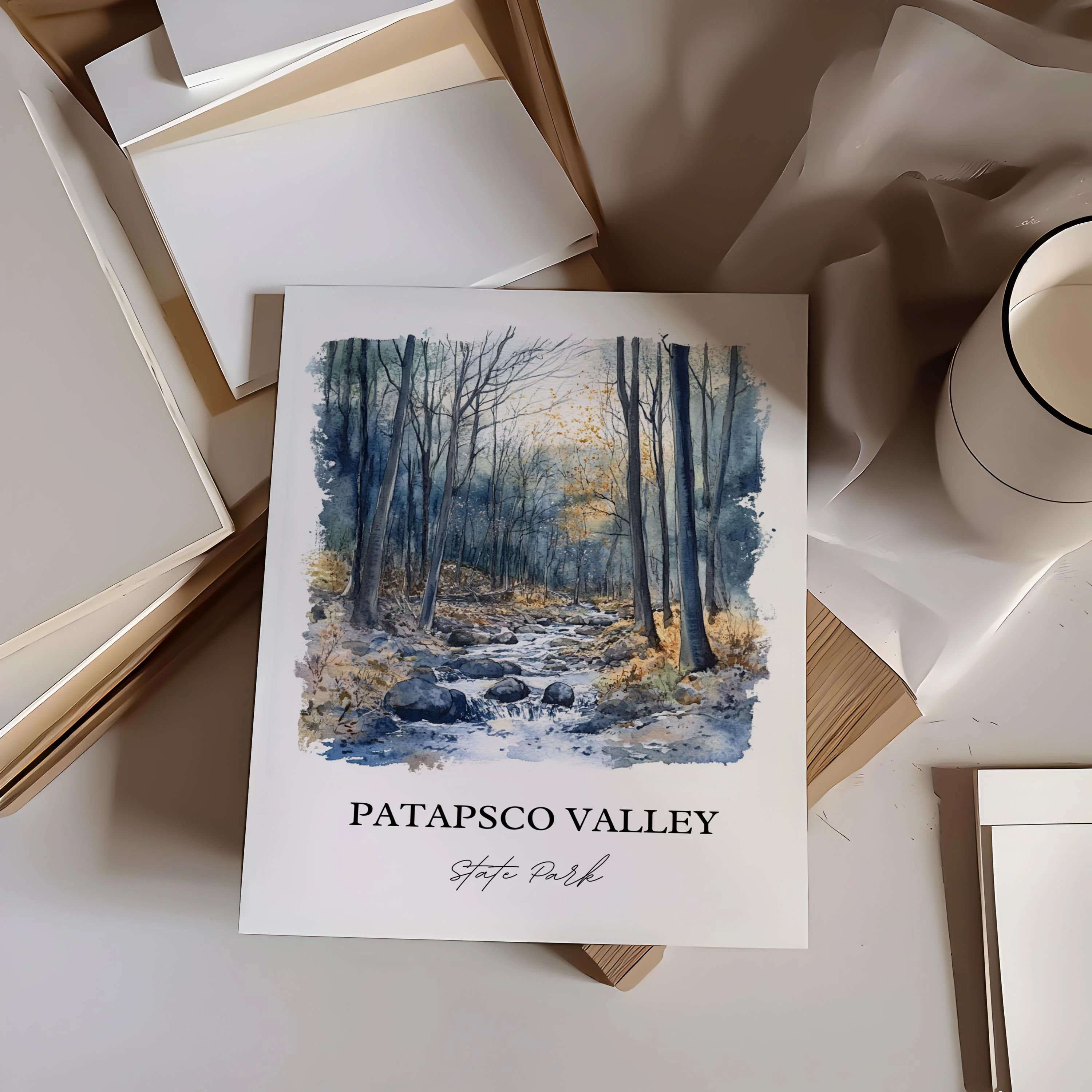 Patapsco Valley, Maryland – Watercolor Art Print - Image 3