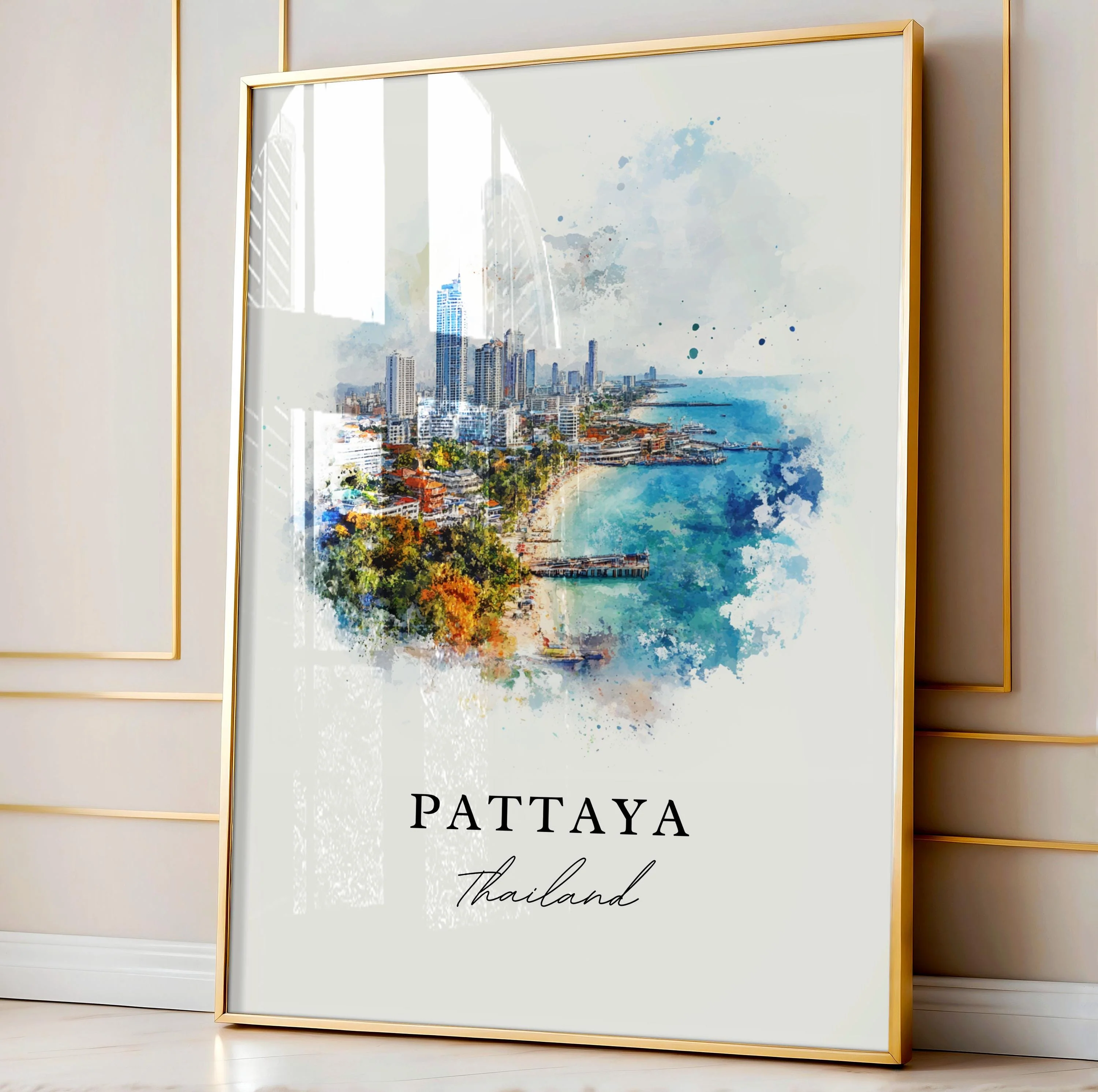 Pattaya, Thailand – Watercolor Art Print - Image 4